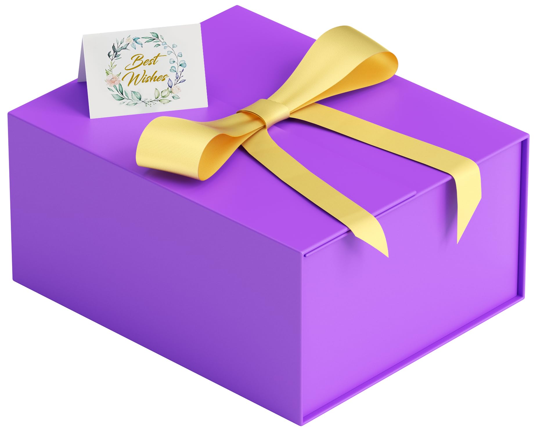 Elegant 9x7x4 Inch Purple Gift Box with Magnetic Closure - Includes Greeting Card & Ribbon - Perfect for Bridesmaid Proposals, Weddings, Birthdays, Valentine's Day & Christmas Gifts - Ideal for Jewelry, Cosmetics & Small Keepsakes