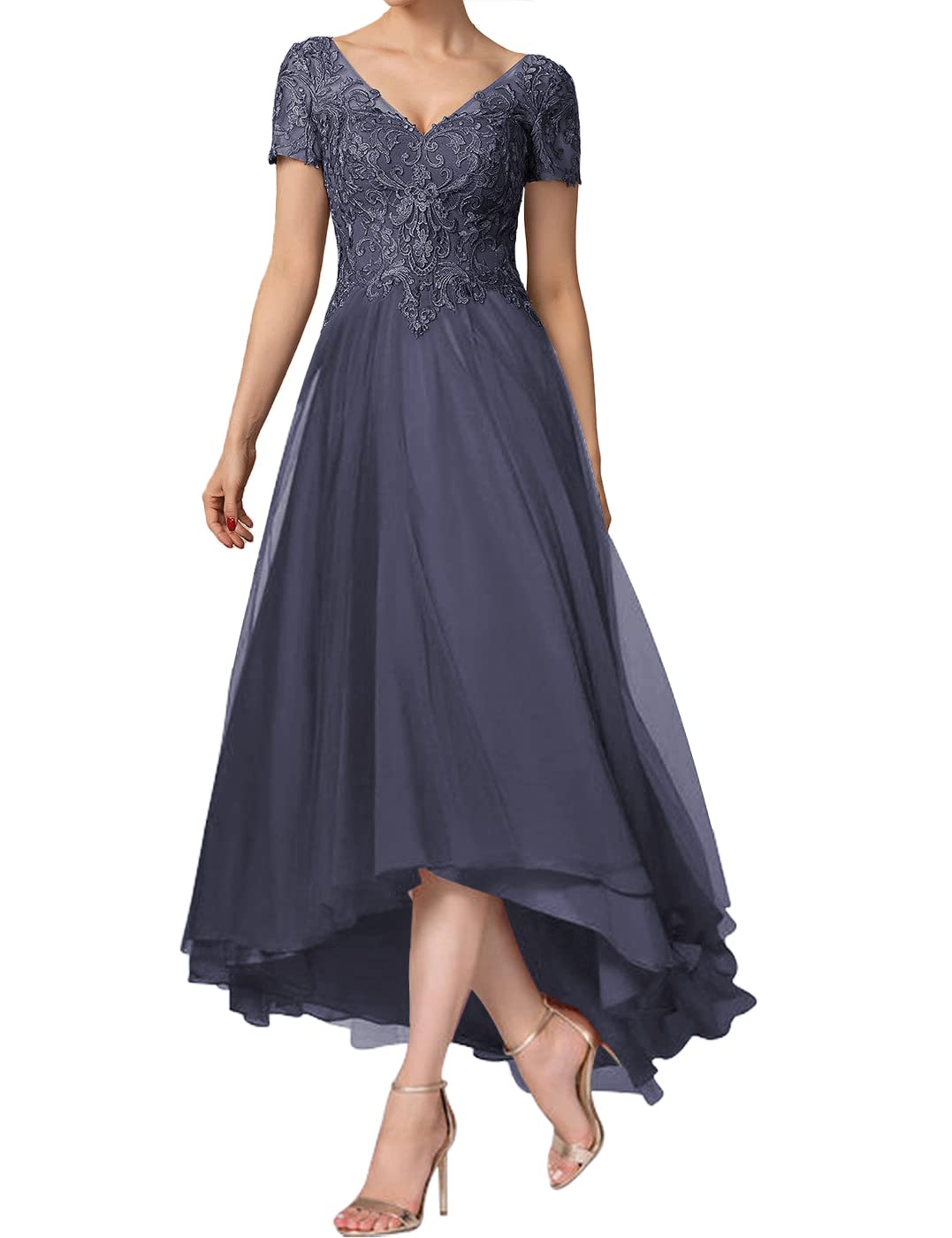 Elegant Lace Mother of the Bride Dresses for Women - V-Neck Chiffon Formal Evening Gown | Perfect for Weddings, Galas & Special Occasions