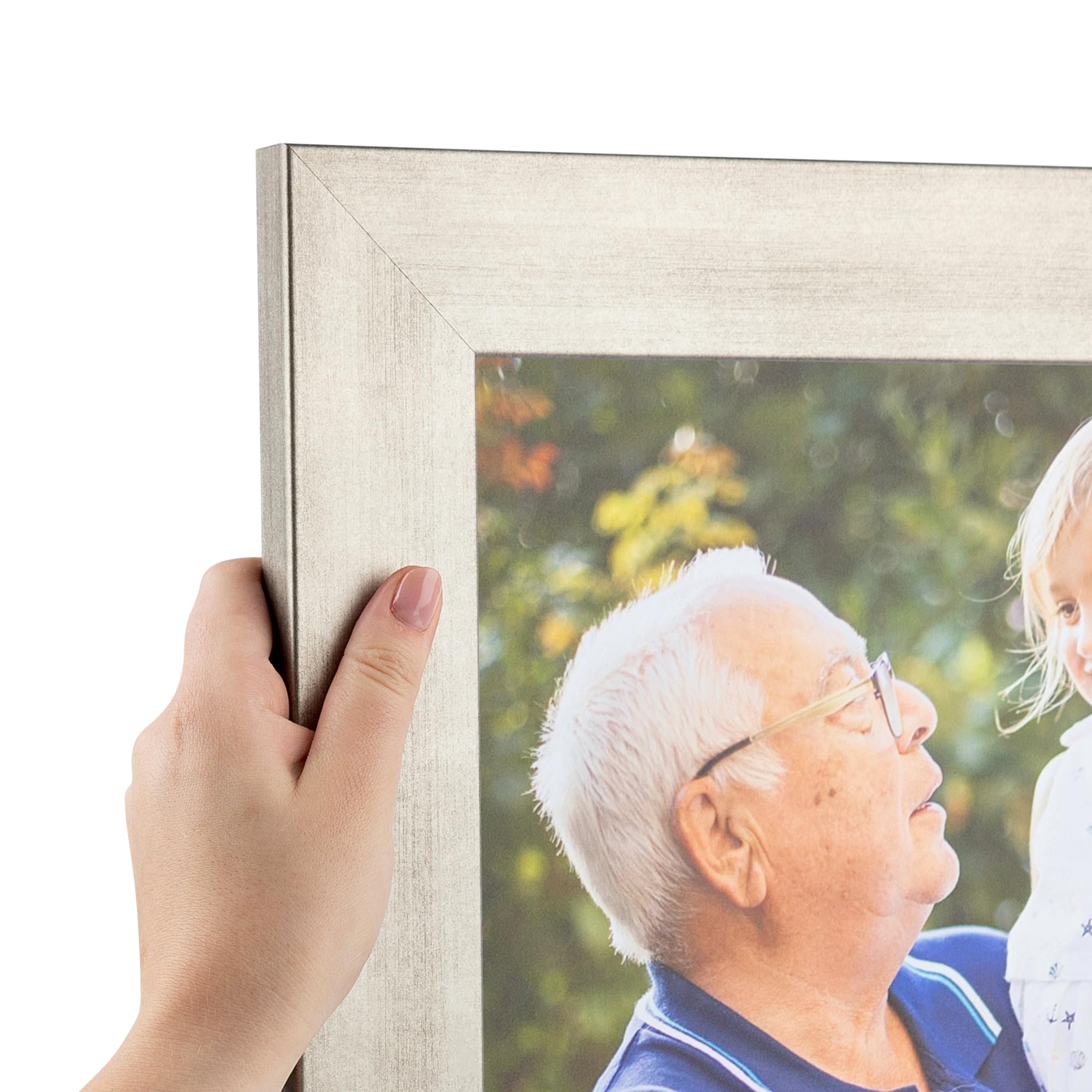 ArtToFrames 8x42 Inch Silver Picture Frame - 2 Inch MDF Poster Frame in Muted Warm Silver Finish - Perfect for Wall Art, Photos & Posters - Includes Economy Acrylic - Ideal for Living Room, Bedroom & Office Decor