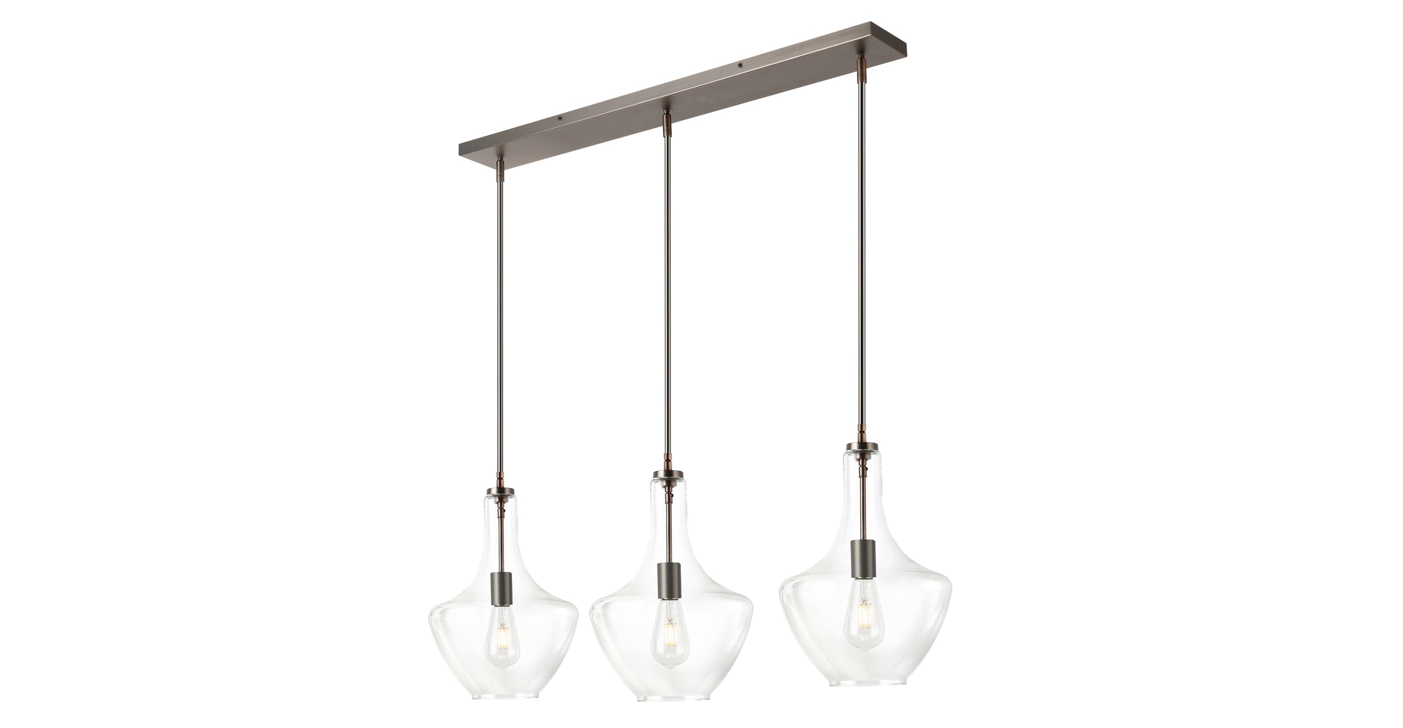 Modern 3-Light Pendant Island Lighting Fixture for Kitchen Dining Room - Brushed Nickel Finish, Adjustable Height, Dimmable LED Bulbs Included - Perfect for Home, Restaurant, and Cafe Decor