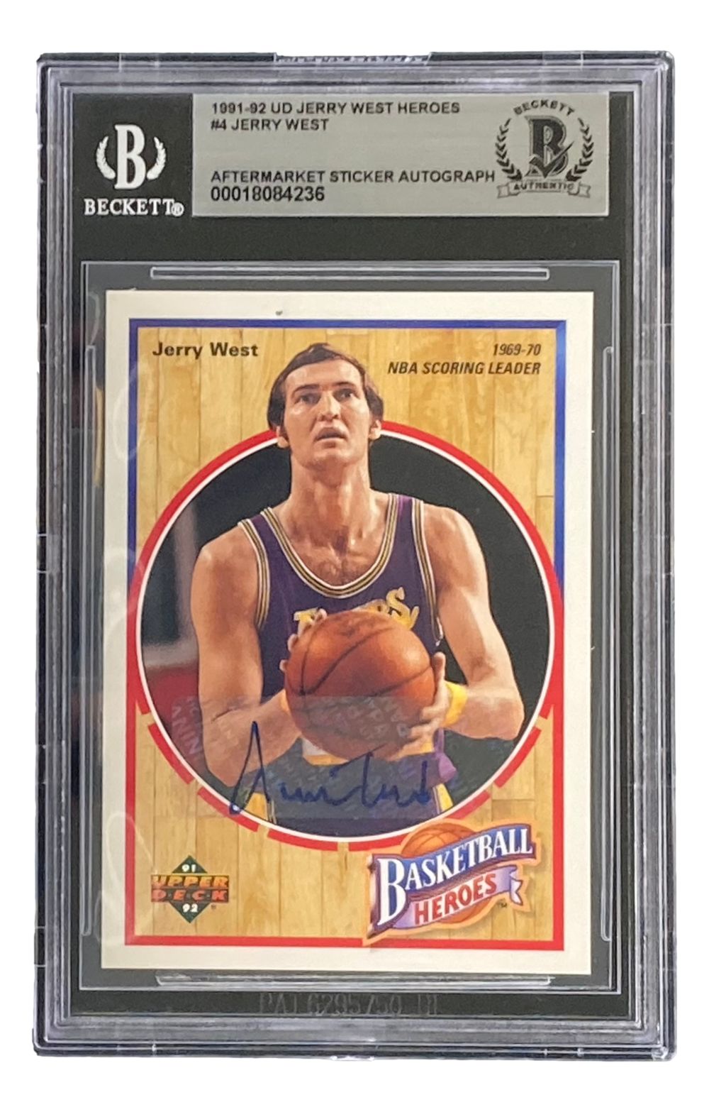 Jerry West Autographed 1991-92 Upper Deck Heroes #4 Lakers Basketball Trading Card - Collectible Memorabilia for NBA Fans & Sports Card Enthusiasts