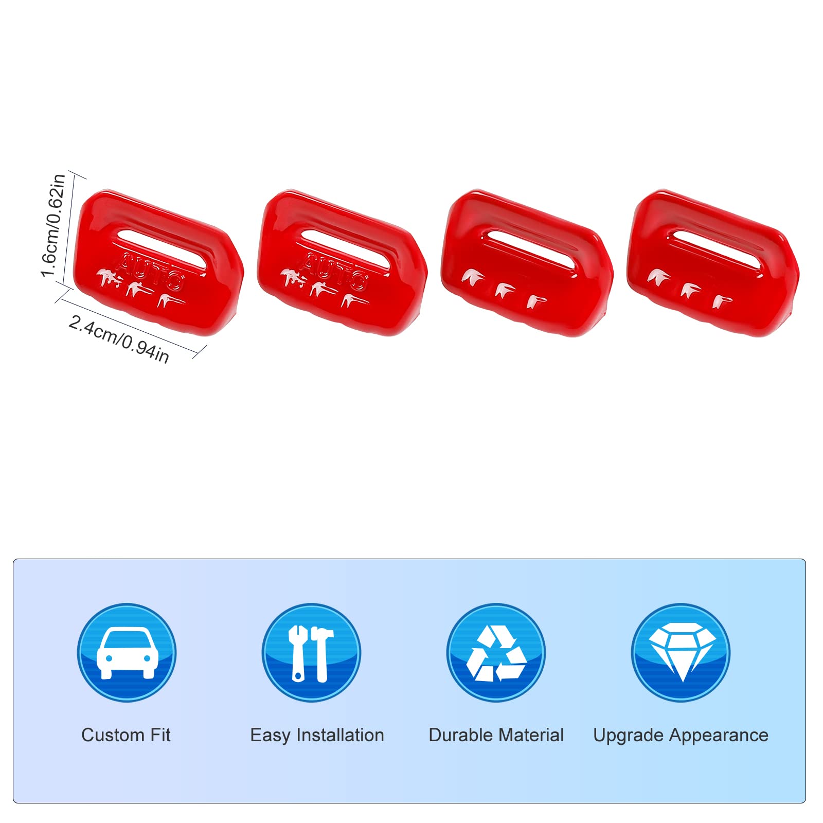 4PCS Red Window Switch Button Cover Trim Interior Accessories for Jeep Wrangler JL JLU Gladiator JT 2018-2024 - Upgrade Your Ride with Stylish Protection (Perfect for Off-Roading & Daily Commute)