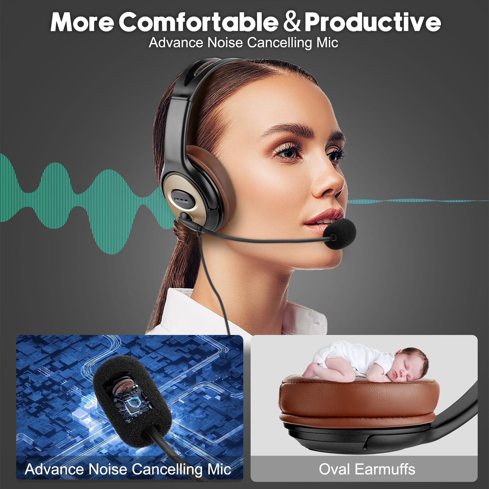 USB-C Over-Ear Headphones with Noise Cancelling Mic for Laptop - Compatible with Teams, Zoom, Google Meet, Webinars | Perfect for Remote Work, Online Classes & Conference Calls
