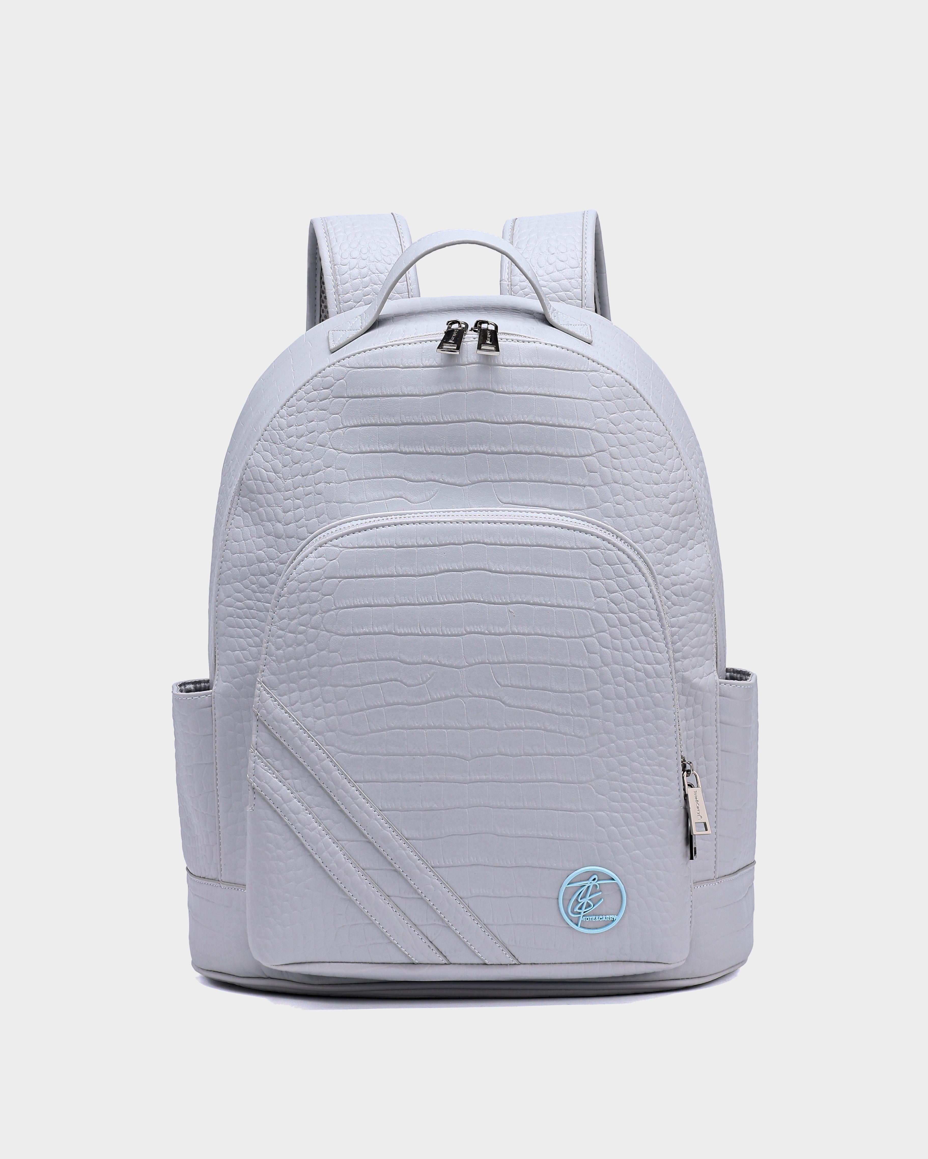Premium Genuine Leather Backpack - Waterproof Grey Laptop Backpack for Men & Women - Stylish Travel, Work & College Commuter Bag