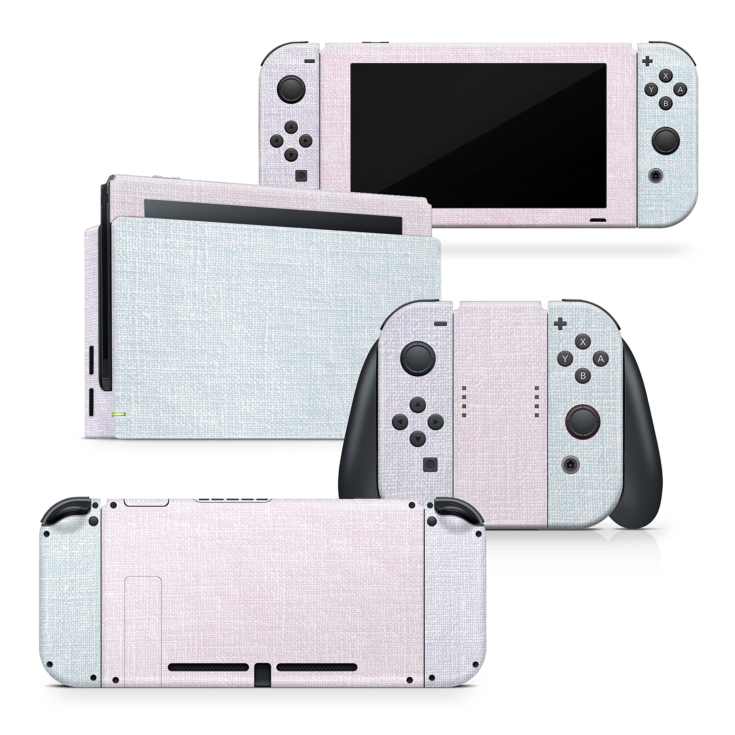 Retro Pastel Nintendo Switch Skin Wrap Cover - Premium 3M Vinyl Full Wrap Decal with Fabric Texture | Compatible with Nintendo Switch & OLED Model | Perfect for Gaming, Travel & Personalization
