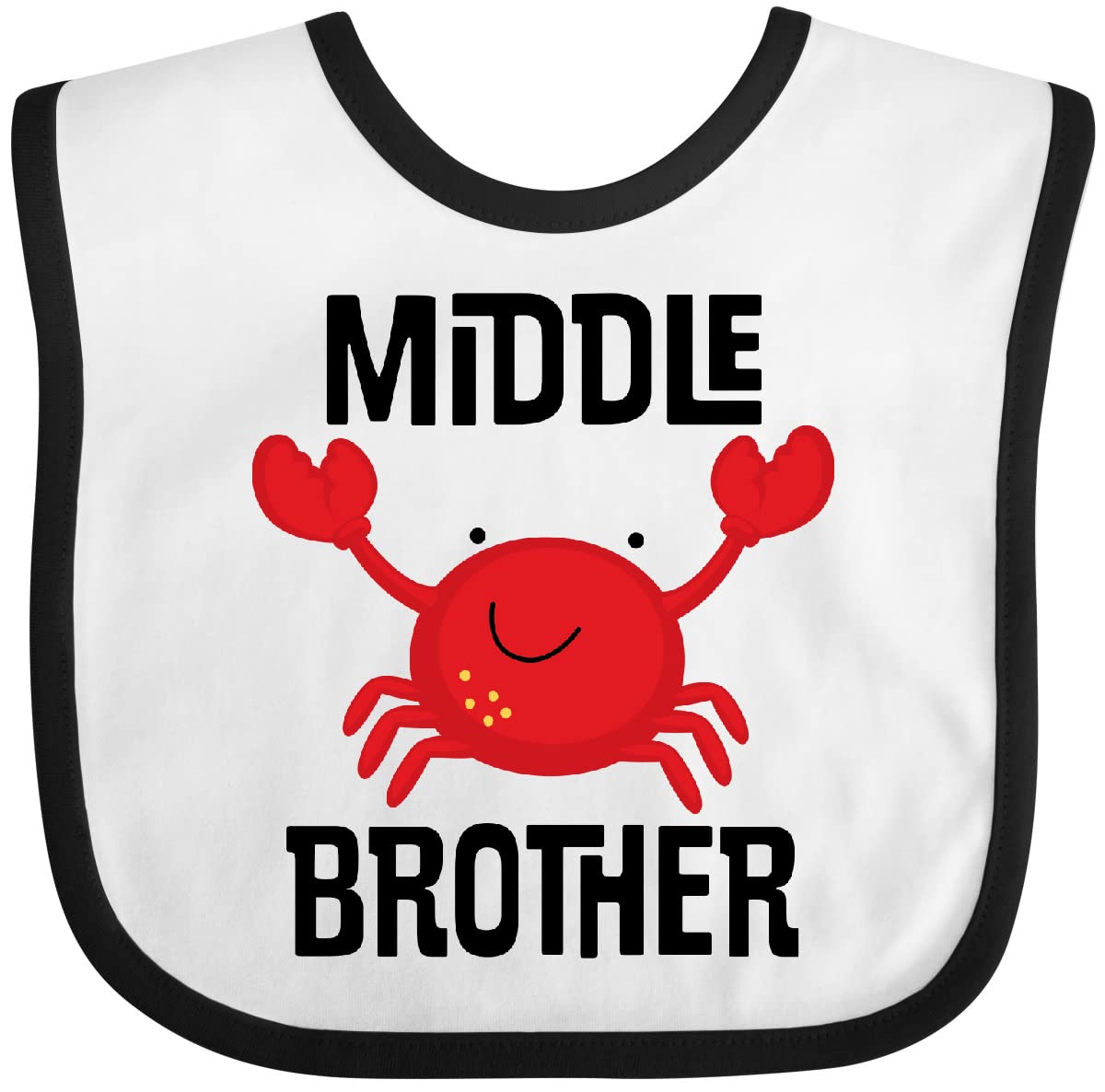 Inktastic Middle Brother Crab Boys Baby Bib - Soft & Absorbent for Messy Meals, Feeding Time, and Toddler Outfits
