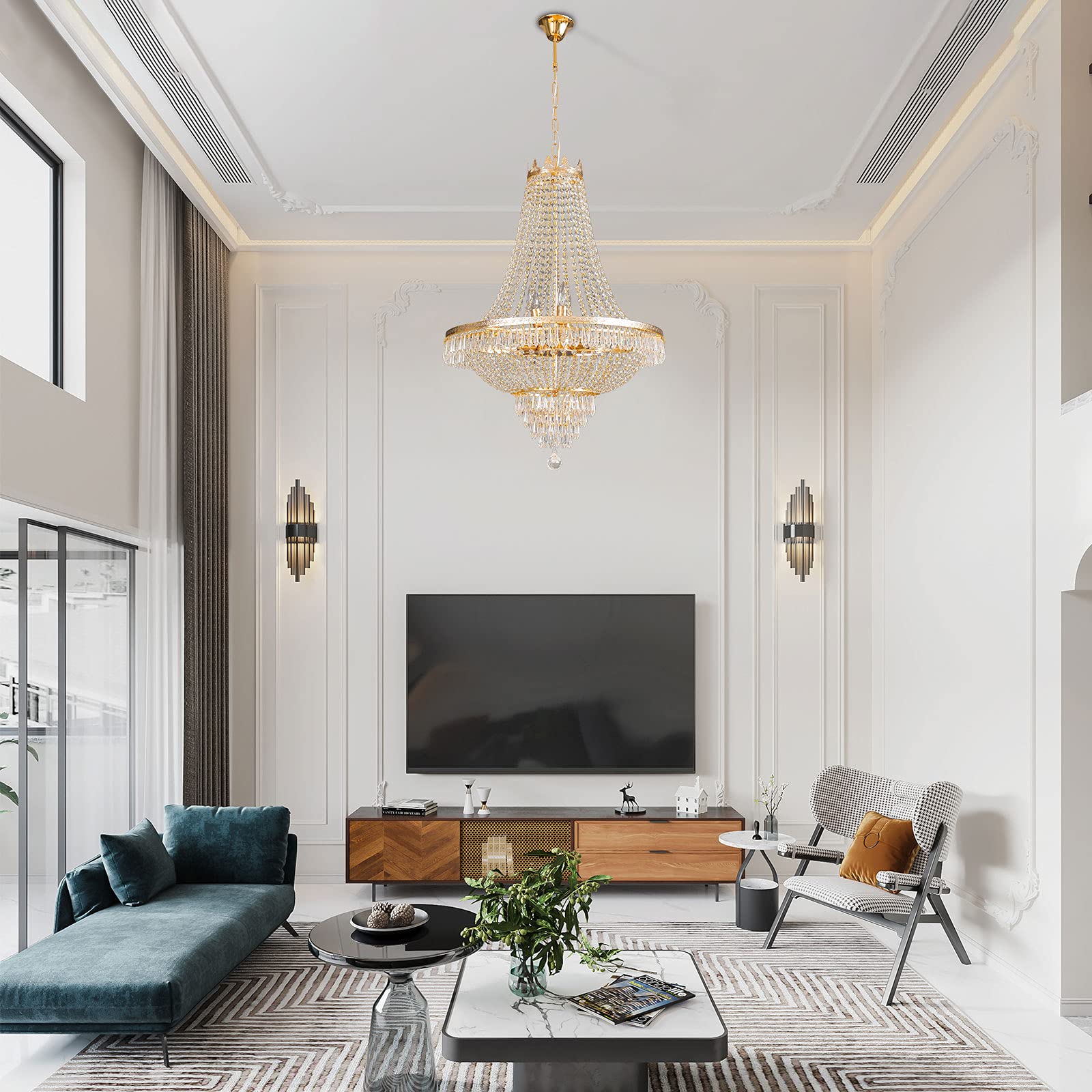 Elegant Crystal Chandelier Lighting Fixture - Luxury Dining Room, Foyer, Entryway & Living Room Ceiling Light | Perfect for Wedding Venues, Luxury Homes & Hotel Decor