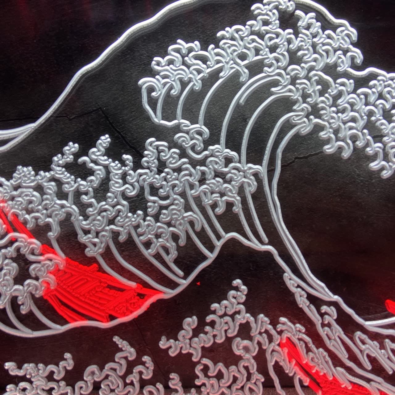 The Great Wave Off Kanagawa LED Neon Sign - Japanese Katsushika Hokusai Wall Art, Ukiyoe Style Neon Light for Home & Office Decor - 16x24 Inches (White & Red) - Perfect for Living Room, Bedroom, Bar, or Cafe Wall Decoration