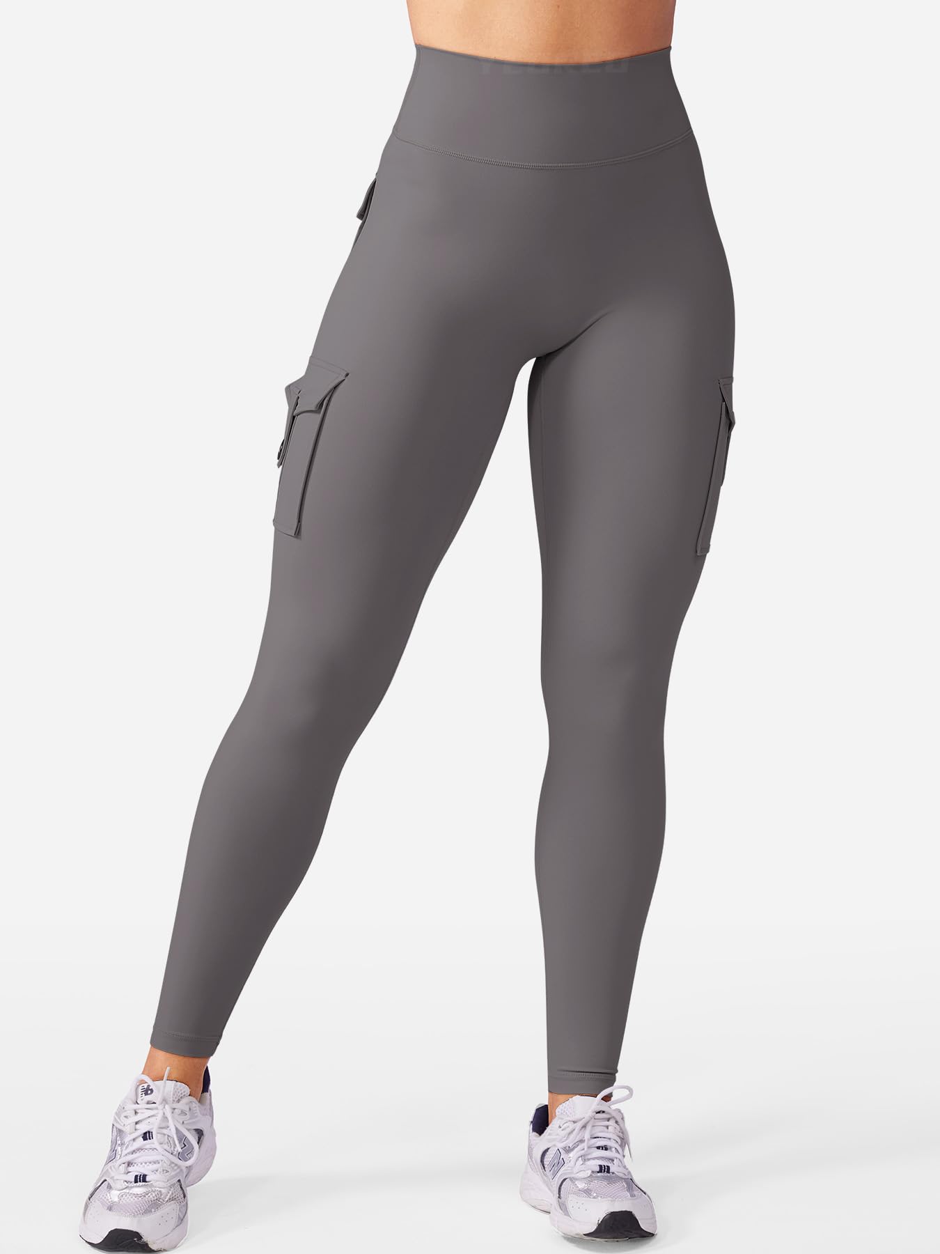 YEOREO Women's Workout Cargo Leggings with Pockets - High Waisted Scrunch Butt Lifting Yoga Pants for Gym, Running & Everyday Wear