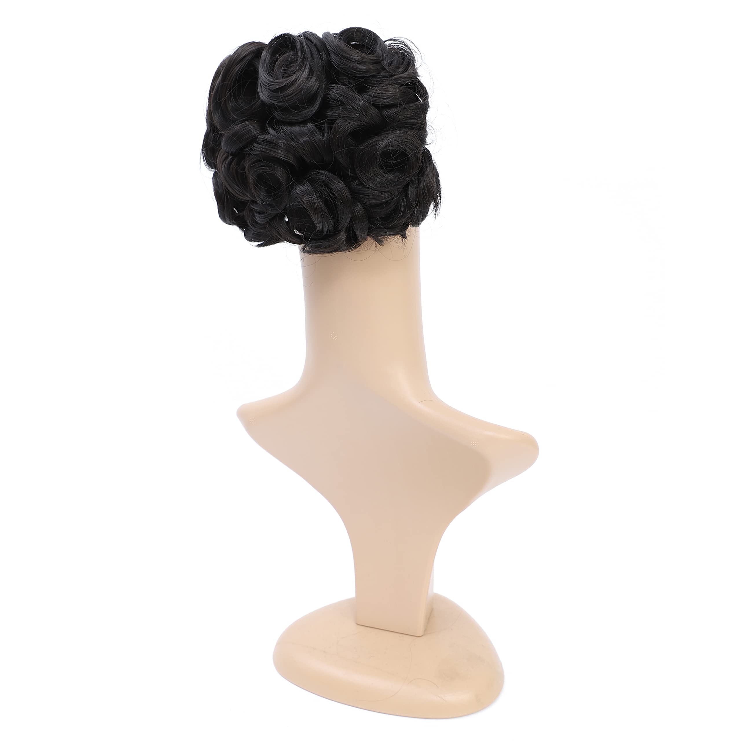 SWACC Short Messy Curly Clip-in Ponytail Extension - Natural Black Hair Bun for Women | Easy Stretch Hair Combs, Scrunchie Chignon Tray | Perfect for Parties, Weddings & Everyday Styling