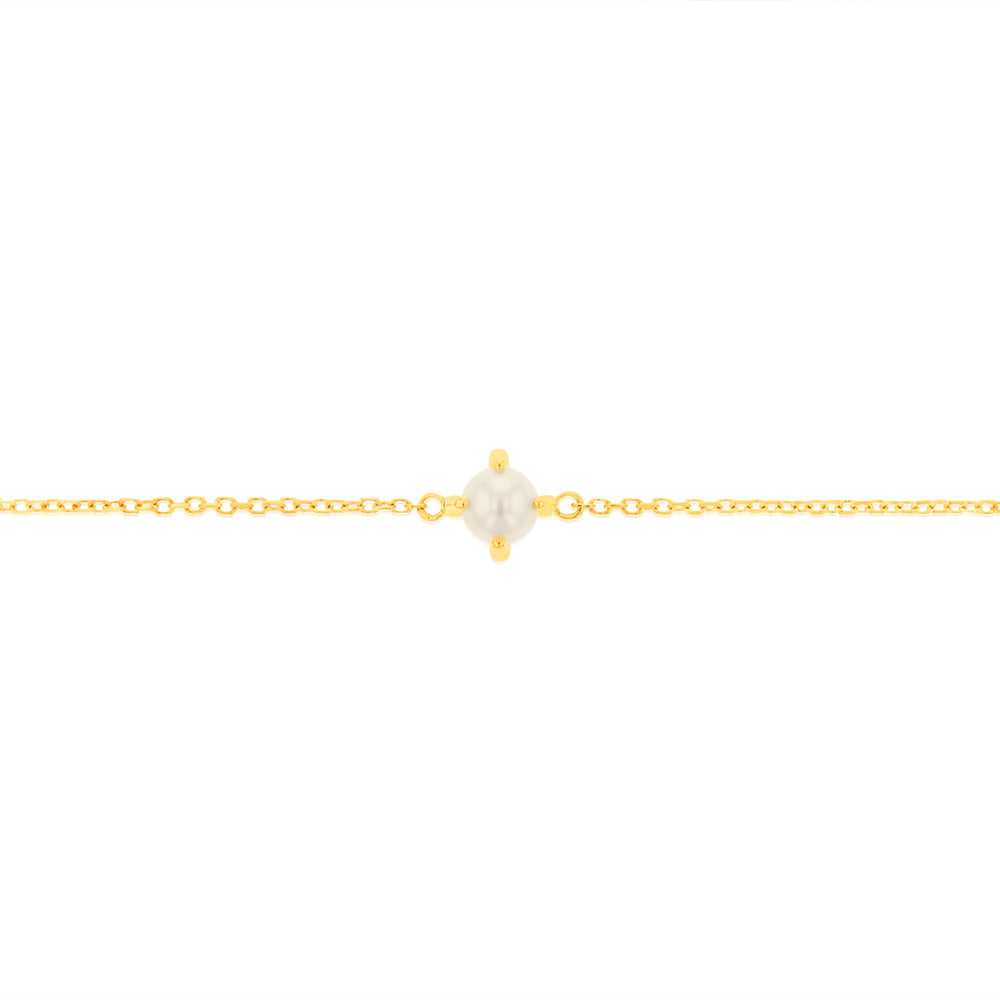 0.48 Carat Freshwater Pearl Adjustable Bracelet 17cm in 9ct Yellow Gold - Elegant Jewelry for Women, Perfect for Weddings, Parties & Daily Wear