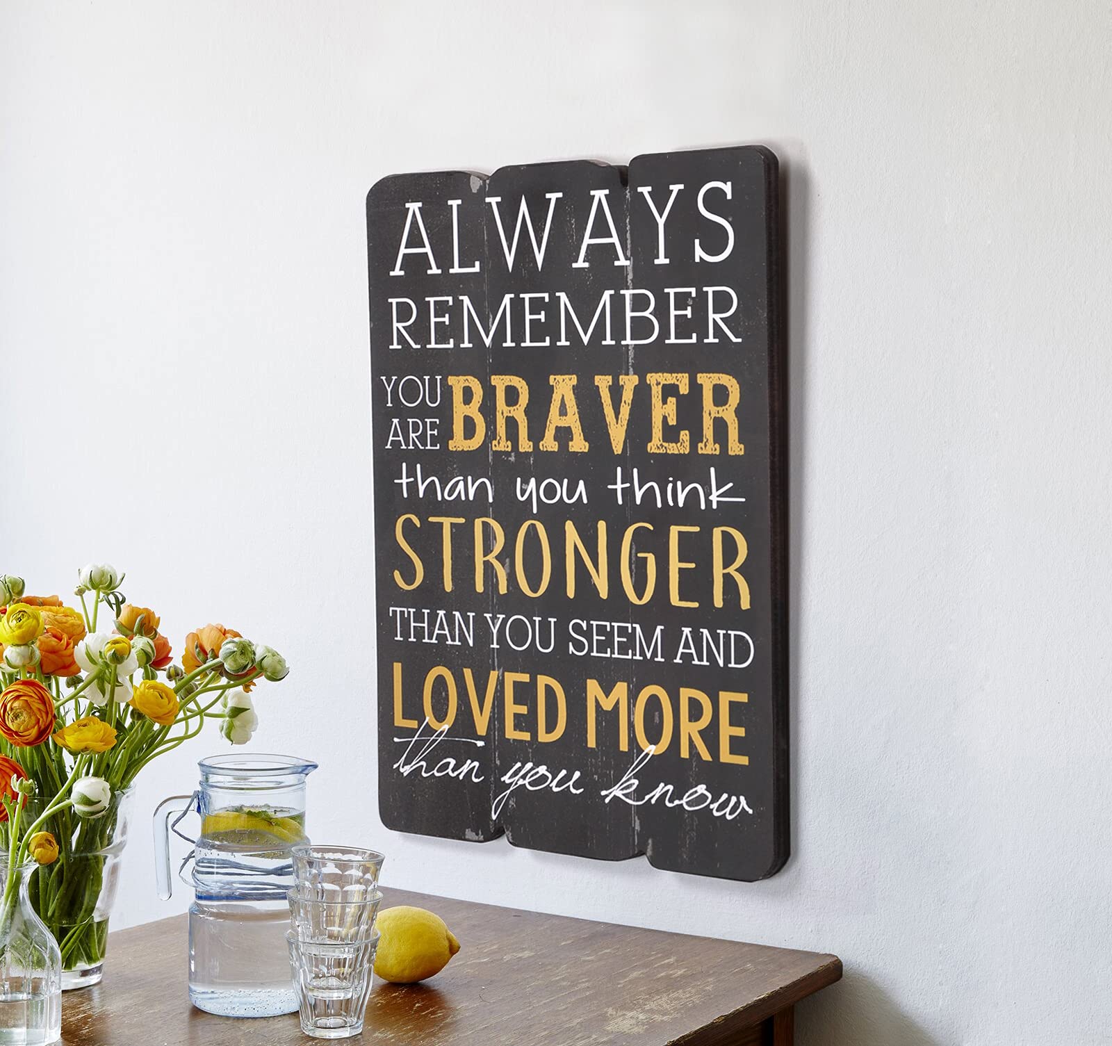 Always Remember You Are Braver Than You Think - Inspirational Wooden Wall Art Plaque (11.81x15.74 Inches) for Home, Office, Teen Room & Desk Decor | Motivational Gift for Women, Students & Graduates | Perfect for Bedroom, Living Room & Workspace