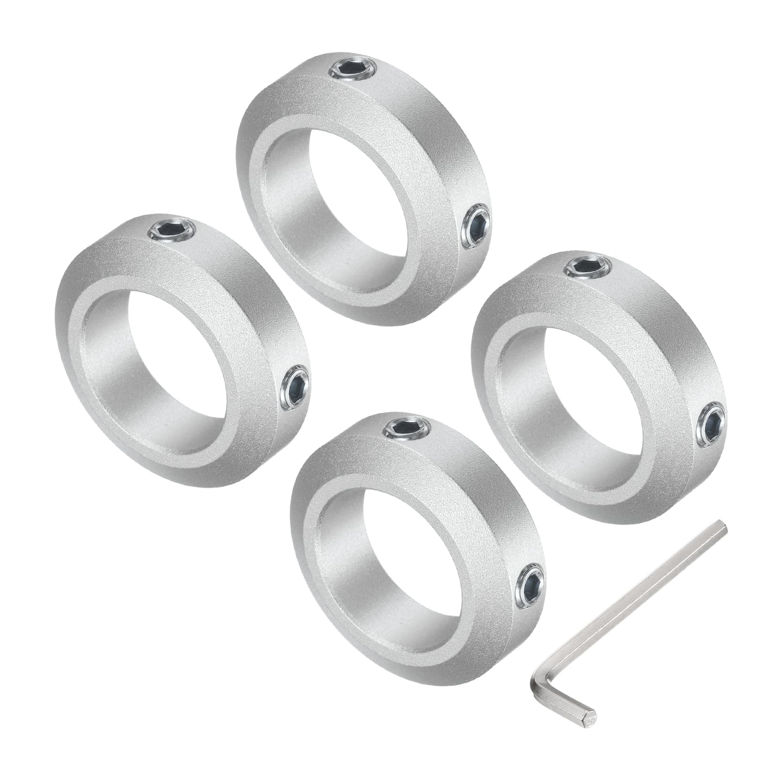 uxcell 4pcs Aluminum Alloy Set Screw Shaft Collar for 22mm Shaft - 35mm OD, 10mm Thickness with M6 Set Screws & Wrench - Perfect for Machinery, Robotics, and DIY Projects