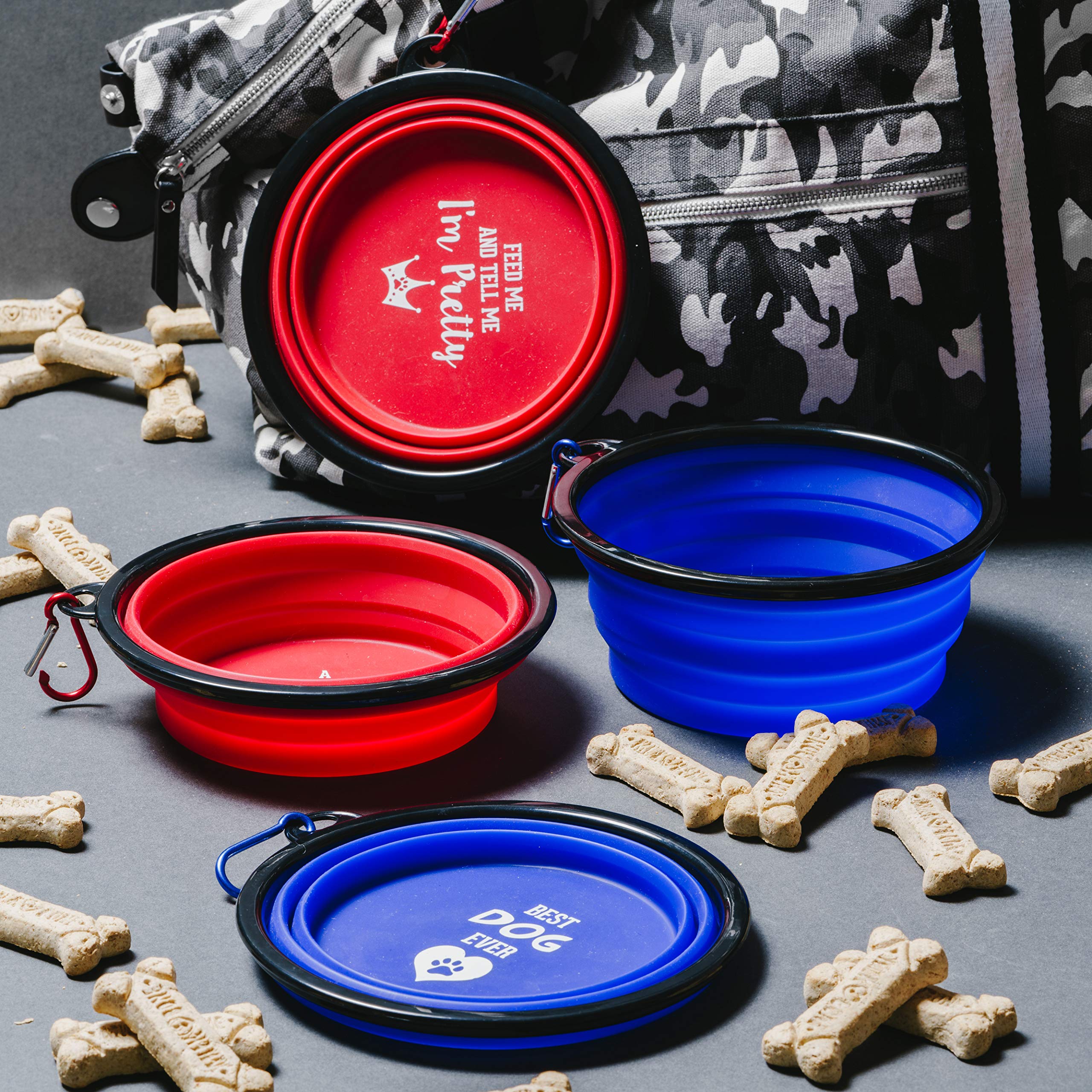 Best Ever 7 Inch Collapsible Pet Dog Bowl for Travel & Hiking - Lightweight Portable Dog Water & Food Bowl - Blue - Pavilion Gift Company