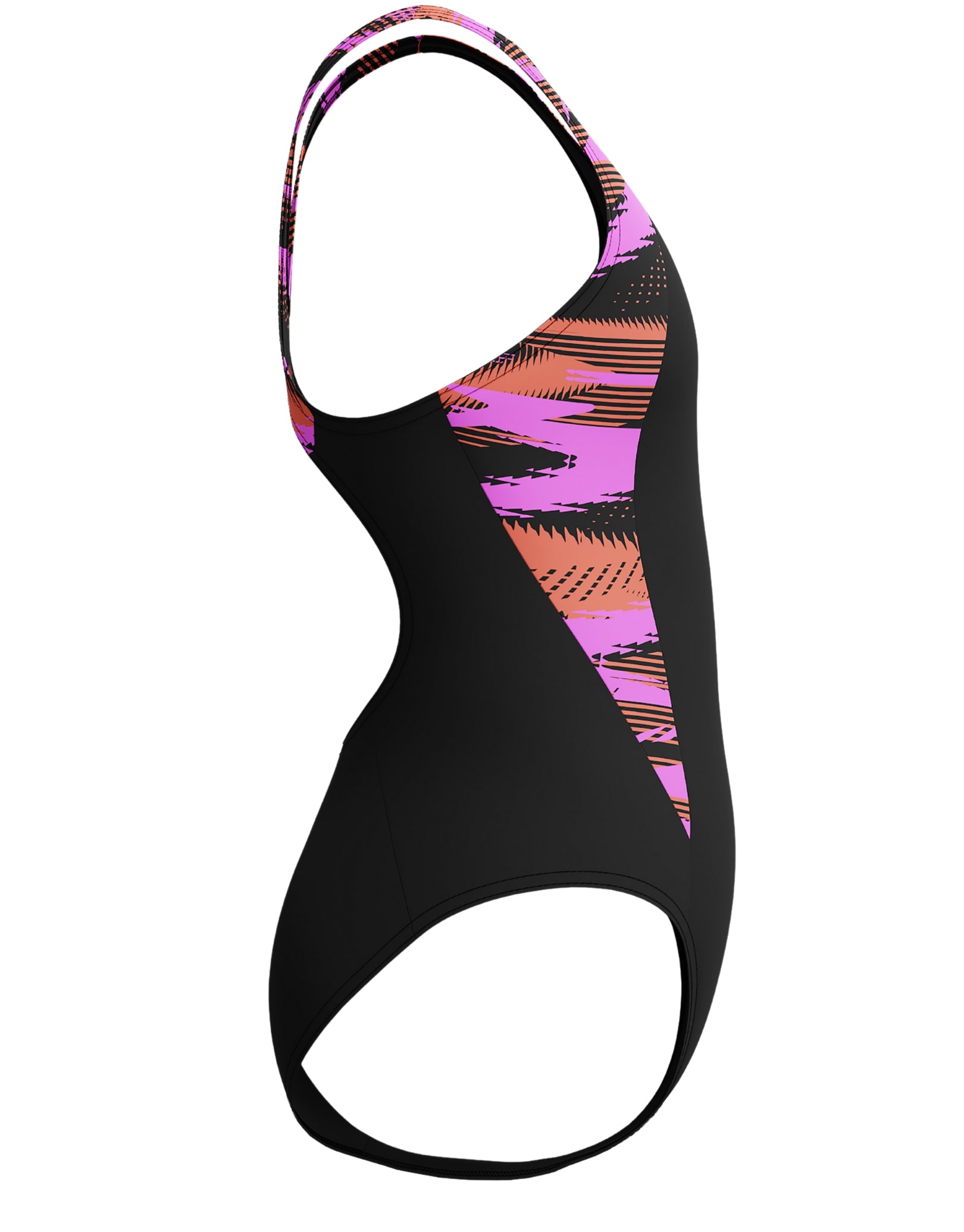 Girls HyperBoom Splice Muscleback Swimsuit - Black & Pink Two-Tone Design | Perfect for Beach, Pool & Summer Vacations