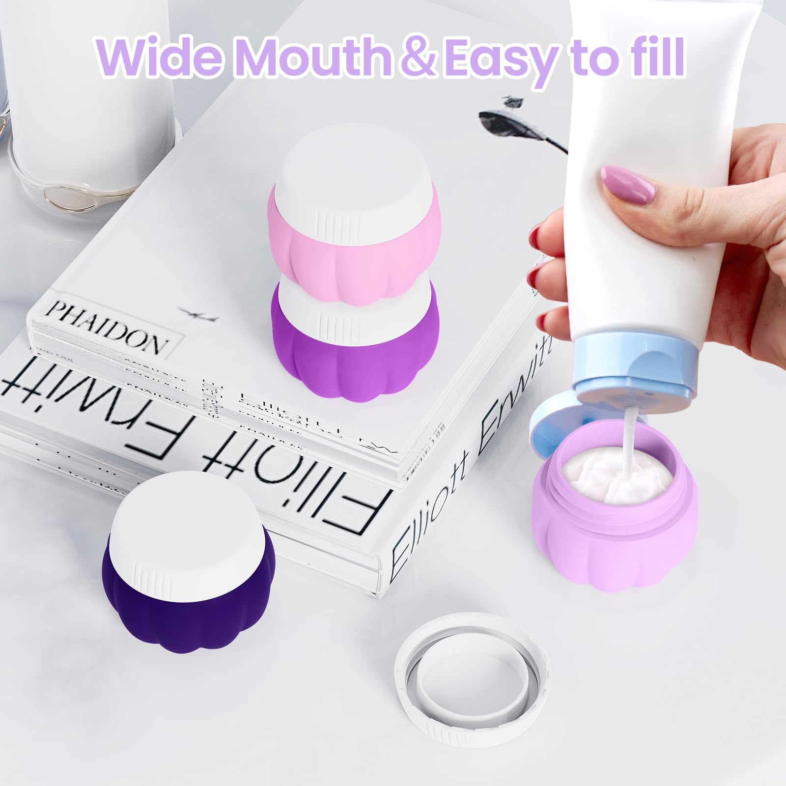 TSA Approved 1oz Leak Proof Silicone Travel Containers for Toiletries - Mini Travel Bottles with Lids for Creams & Lotions - Perfect for Air Travel, Gym Bag & Vacation Essentials