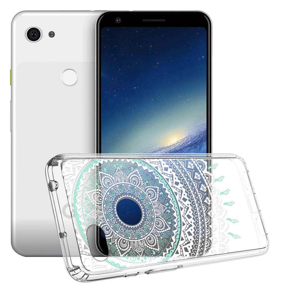 Google Pixel 3a XL Case - Clear Hard Plastic Back with TPU Bumper Protective Cover | Shockproof & Scratch Resistant | Green Floral Design | Perfect for Everyday Use, Travel & Outdoor Activities