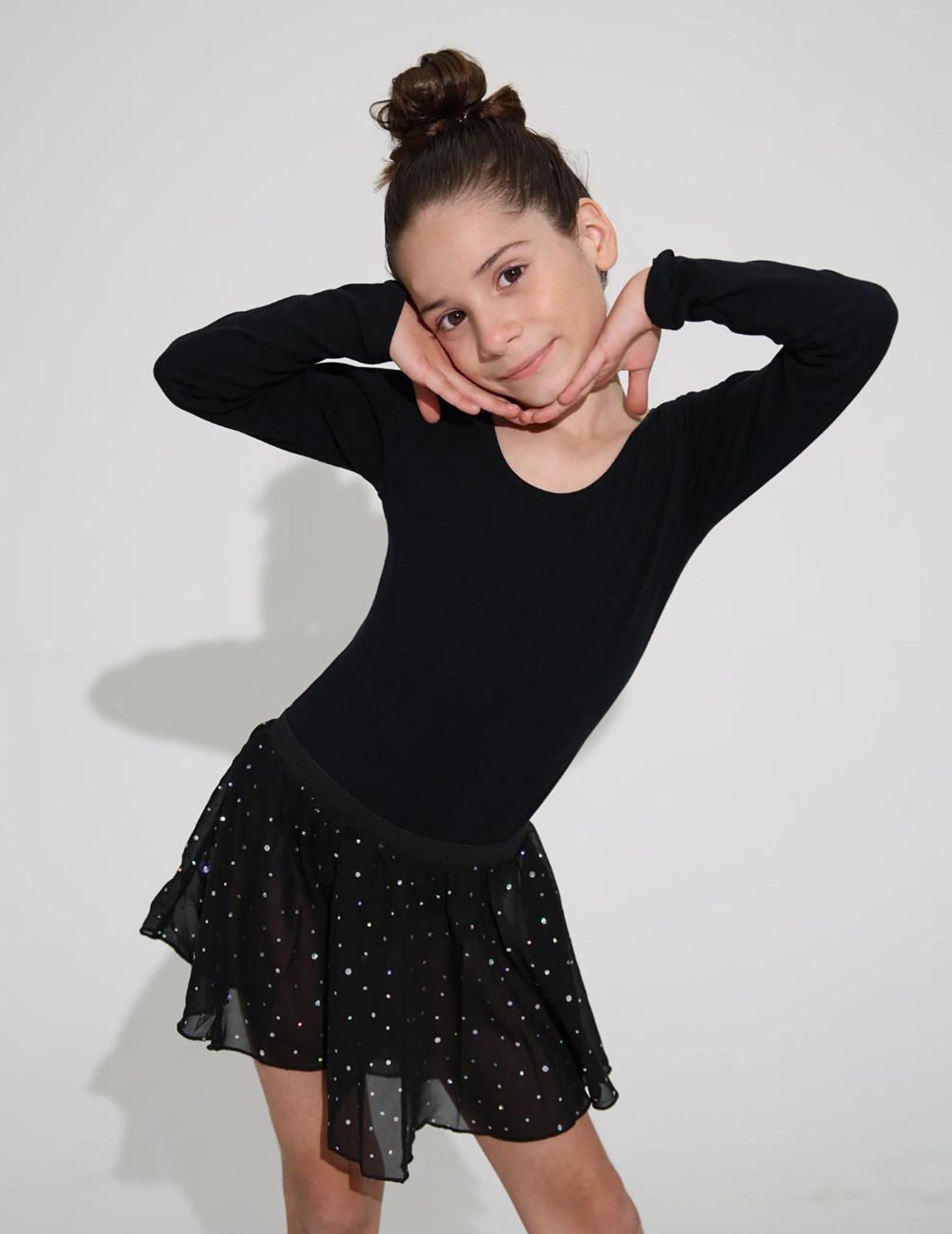 Arshiner Girls Ballet Leotard with Chiffon Skirt - Long Sleeve Criss Cross Back Dance Outfit for Toddlers - Perfect for Ballet Class, Recital & Dance Performance