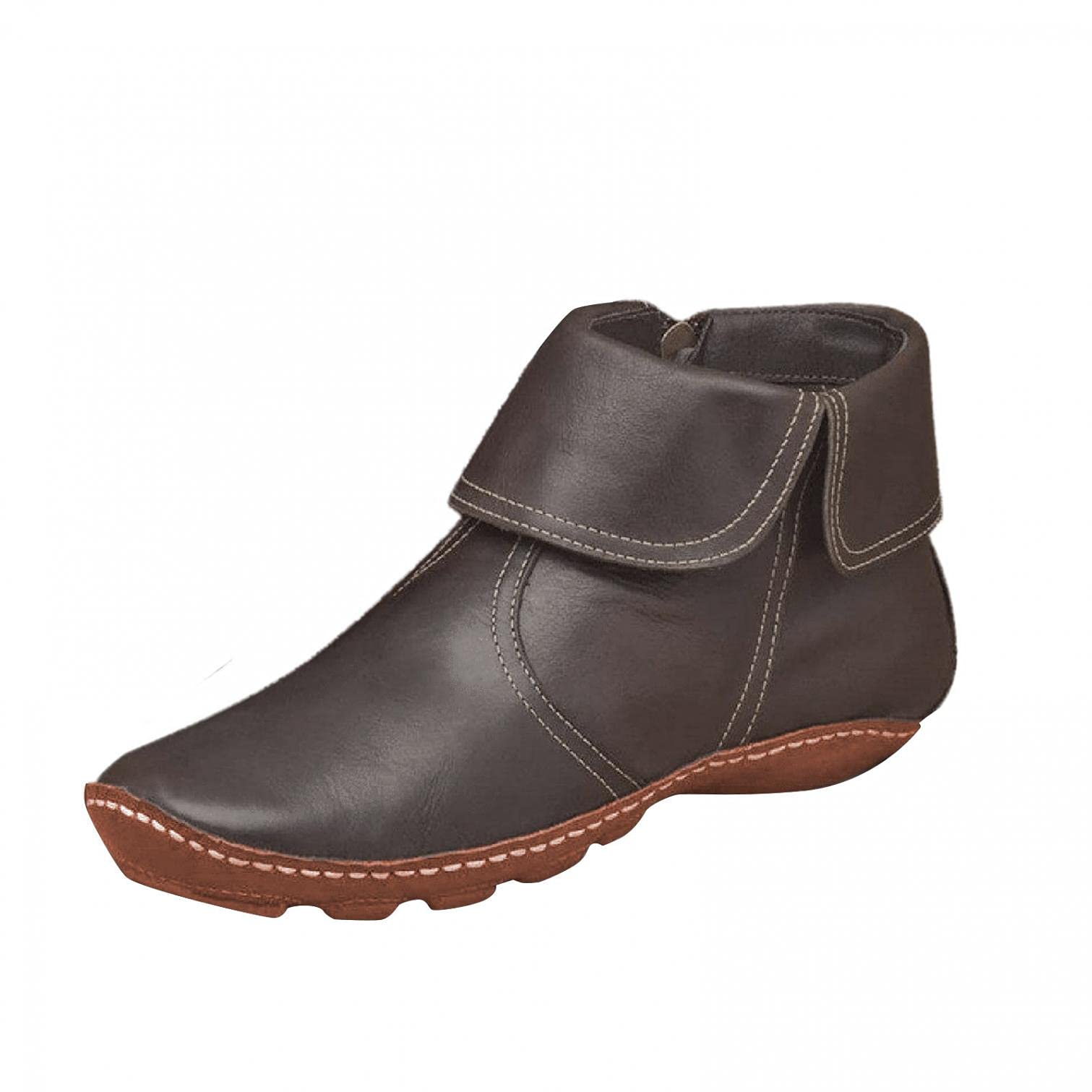 Women's Vintage Ankle Booties - Flat Heel Lace Up & Side Zip Fashion Boots with Arch Support | Comfortable Casual & Work Shoes for Fall/Winter Outfits