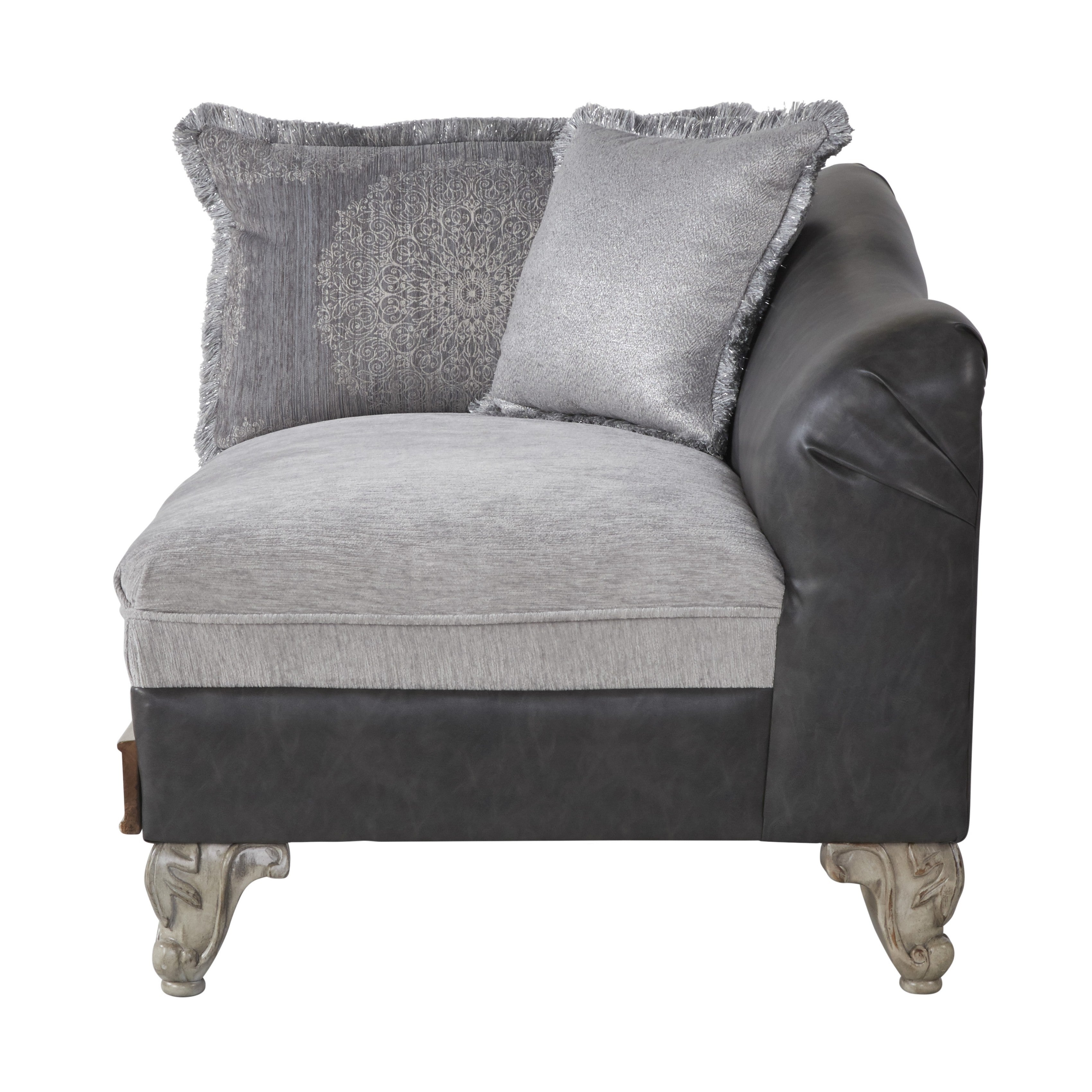 San Marino 2-Tone Fabric and Wooden Frame Sofa Set - Modern Gray Living Room Furniture for Comfortable Lounge & Family Gatherings