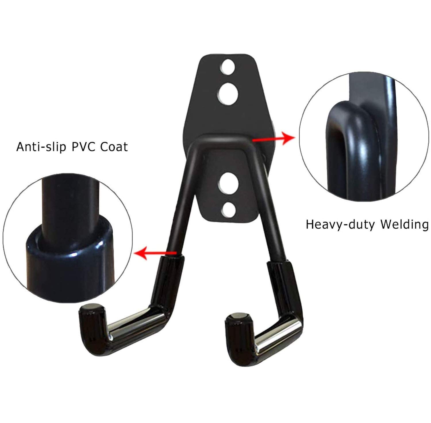 12 Pack Heavy Duty Iron Garage Storage Hooks with Anti-Slip Coating - Wall Mount Utility Hooks for Garage, Tool Organization, Ladders, Bikes & Garden Tools - Perfect for Home, Workshop & Outdoor Storage (Black)