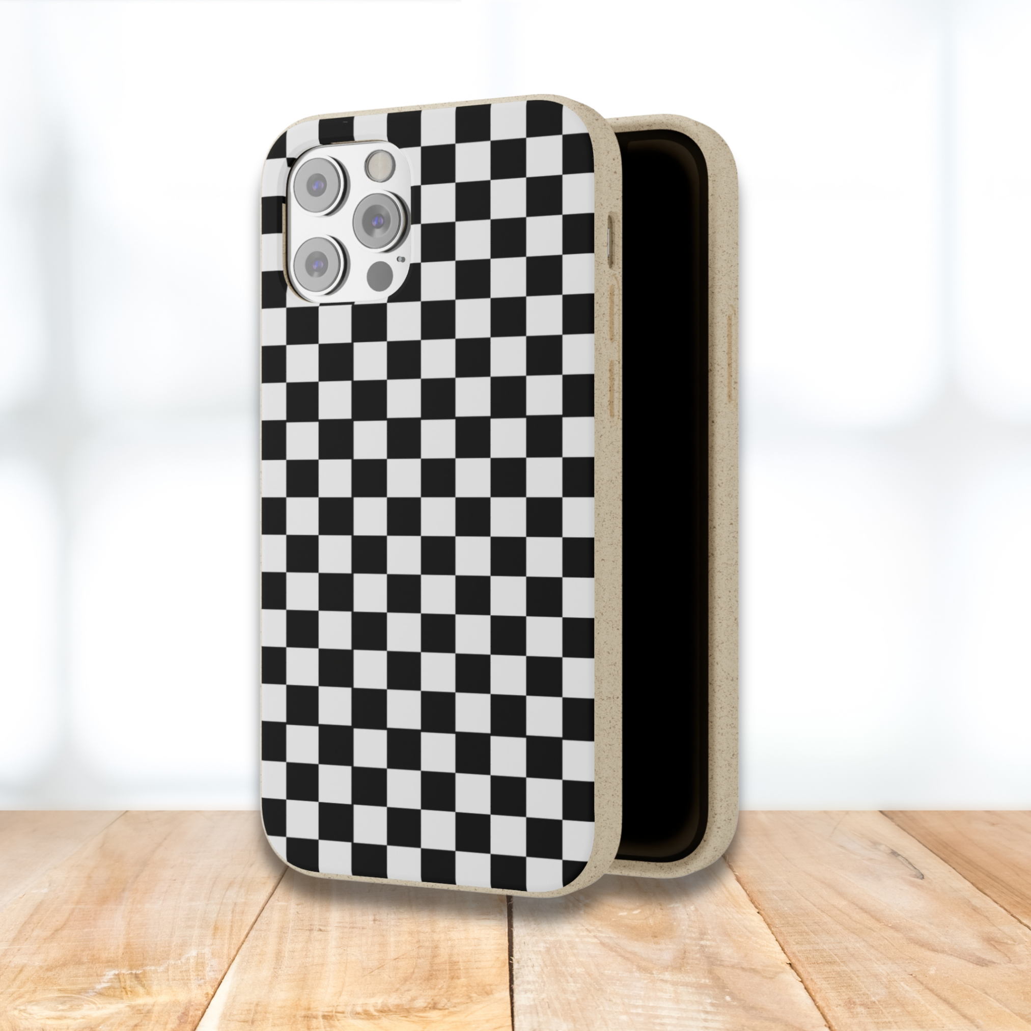 Eco-Friendly Biodegradable Checkered Phone Case for iPhone & Samsung - Perfect for Everyday Use & Outdoor Activities