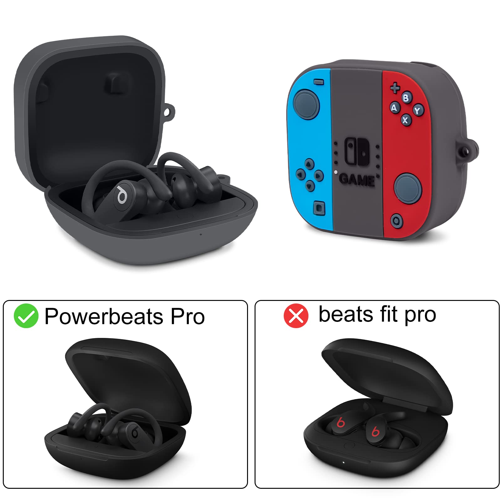 Powerbeats Pro Case - 3D Cute Cartoon Shockproof Silicone Cover with Keychain for Powerbeats Pro Wireless Earbuds | Protective Case for Men, Women, Teens & Kids | Perfect for Gym, Running, Sports & Travel