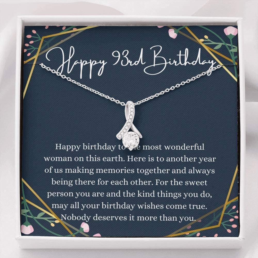 Elegant 93rd Birthday Necklace for Women - Personalized Message Card & Gift Box Included - Perfect 93 Year Old Birthday Gift for Mom, Grandma & Loved Ones - Ideal for Celebrations, Anniversaries & Special Occasions