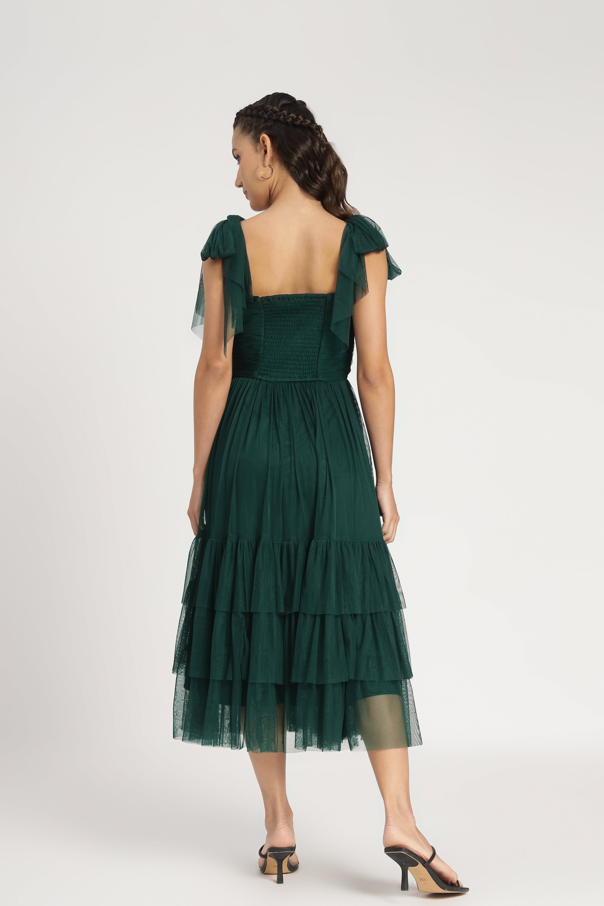 Ollie Midi Dress in Emerald Green - Elegant Women's Casual Dress for Spring & Summer | Perfect for Weddings, Parties & Office Wear