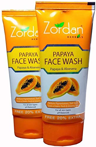 Zordan Herbals Papaya Face Wash for Glowing Skin - 60gm (Pack of 2) 120ml - Gentle Exfoliating Cleanser for Acne, Oily & Dry Skin - Perfect for Morning & Night Skincare Routine