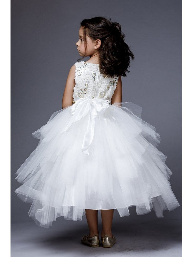 Ivory Sequin Tiered Bridesmaid Dress for Big Girls - Size 8-12 | Junior Formal Party Gown for Weddings, Prom & Special Occasions
