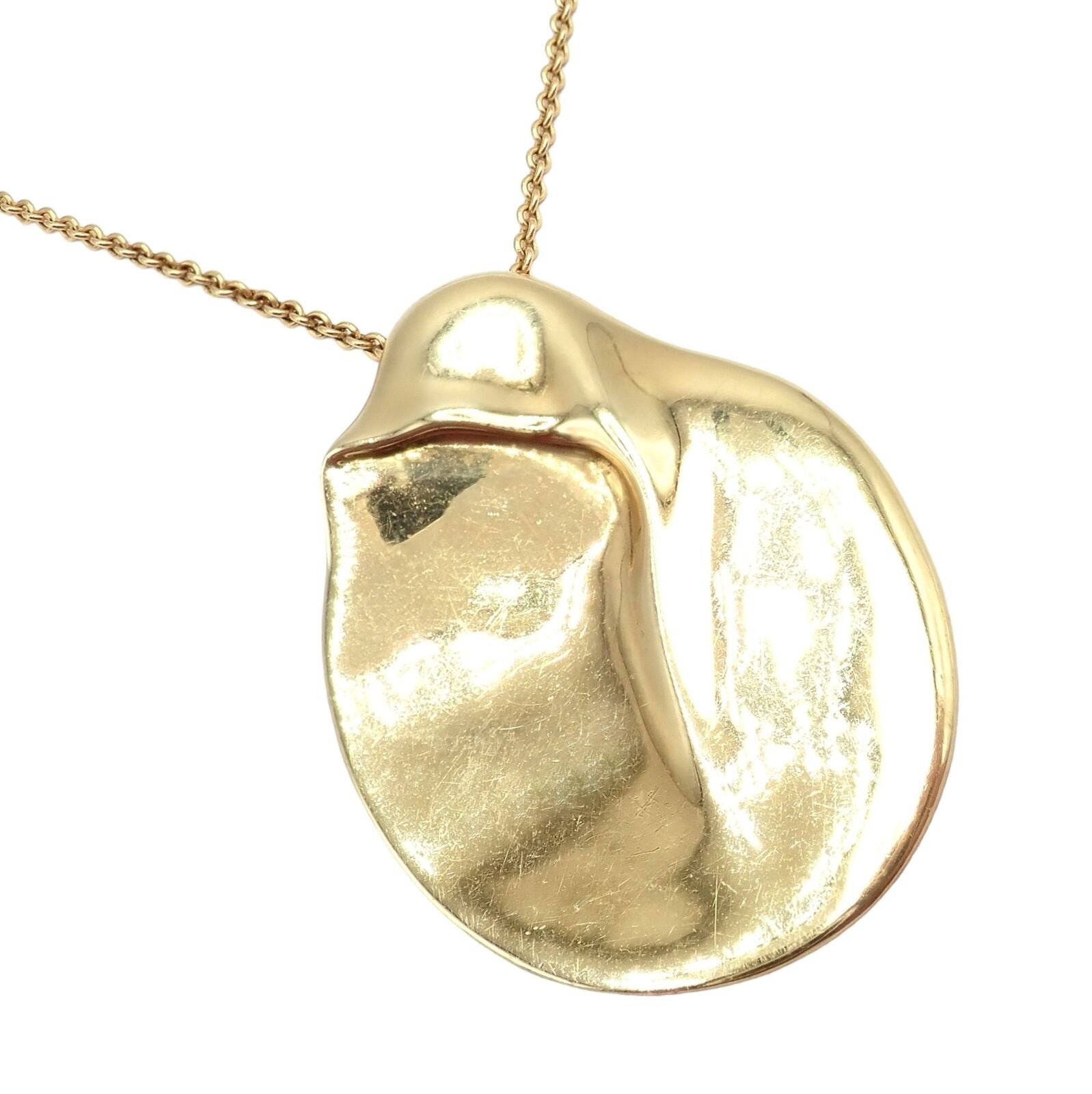 Tiffany & Co Peretti 18k Yellow Gold Madonna Pendant Necklace - Extra Large 30mm - Elegant Jewelry Gift for Women - Perfect for Weddings, Anniversaries & Special Occasions