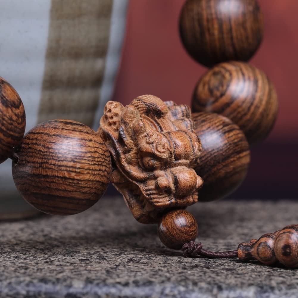 Zen Dear Unisex Natural Tigerwood Mala Beads - Buddhist Prayer Bracelet & Necklace Set for Meditation, Yoga & Spiritual Healing | Handmade Wooden Bead Jewelry for Mindfulness Practice