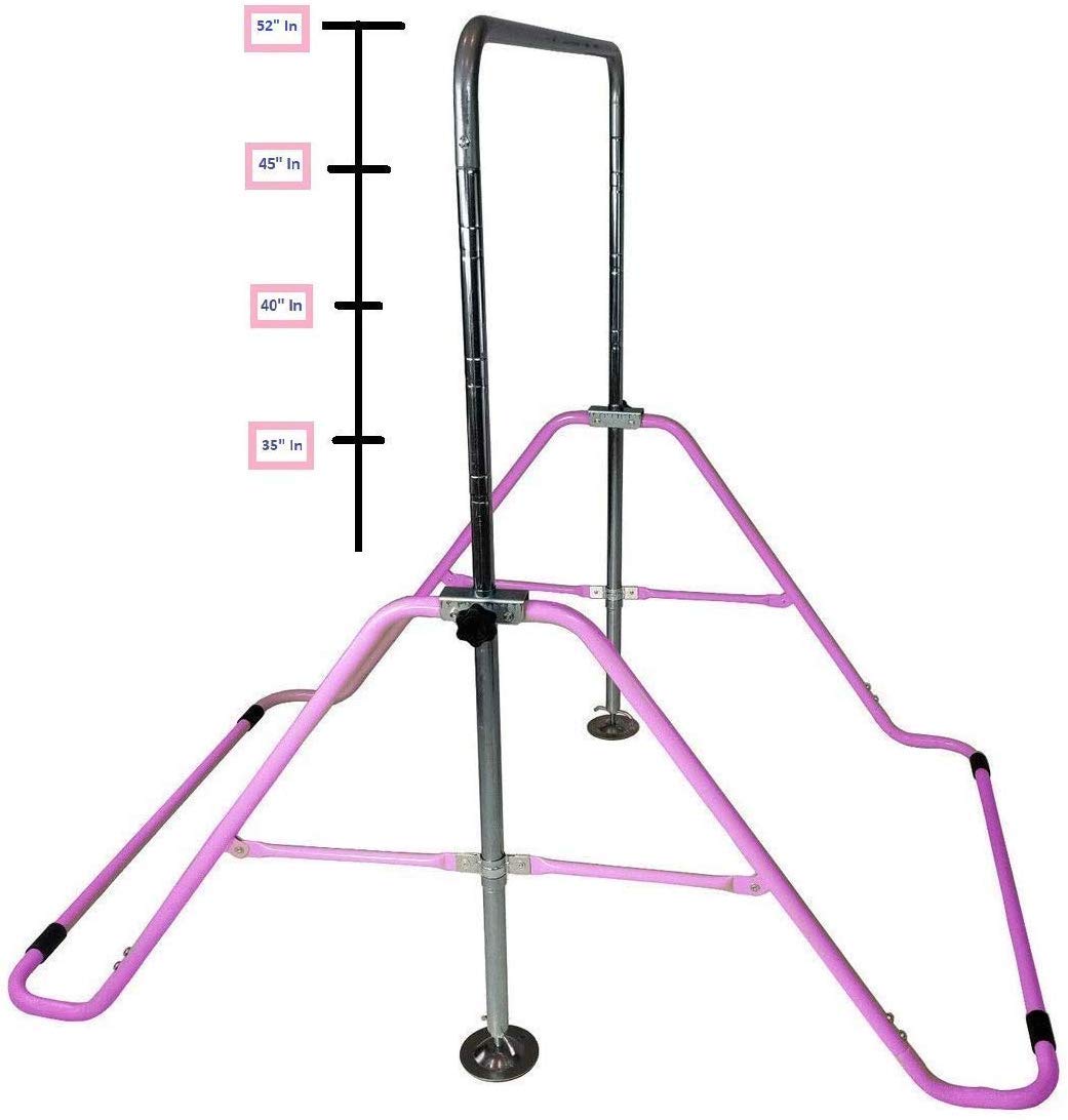 Adjustable Kids Gymnastics Training Bar with 6'x2' Tumble Mat - Home Gym Equipment for Junior Gymnasts | Foldable Horizontal Kip Bar & Monkey Bars for Indoor Playground | Perfect for Home Training, Backyard Play & Gymnastics Practice