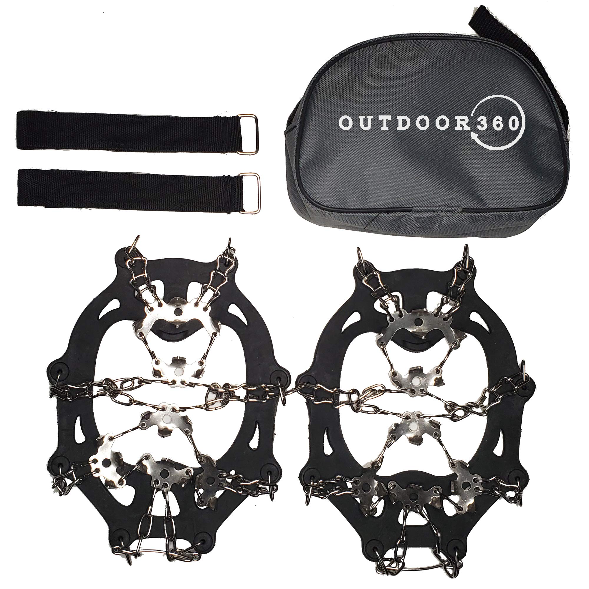 Best Hiking Crampons with 19 Non-Slip Spikes - Ice & Snow Traction for Boots & Shoes - Perfect for Winter Hiking, Mountaineering & Icy Trails