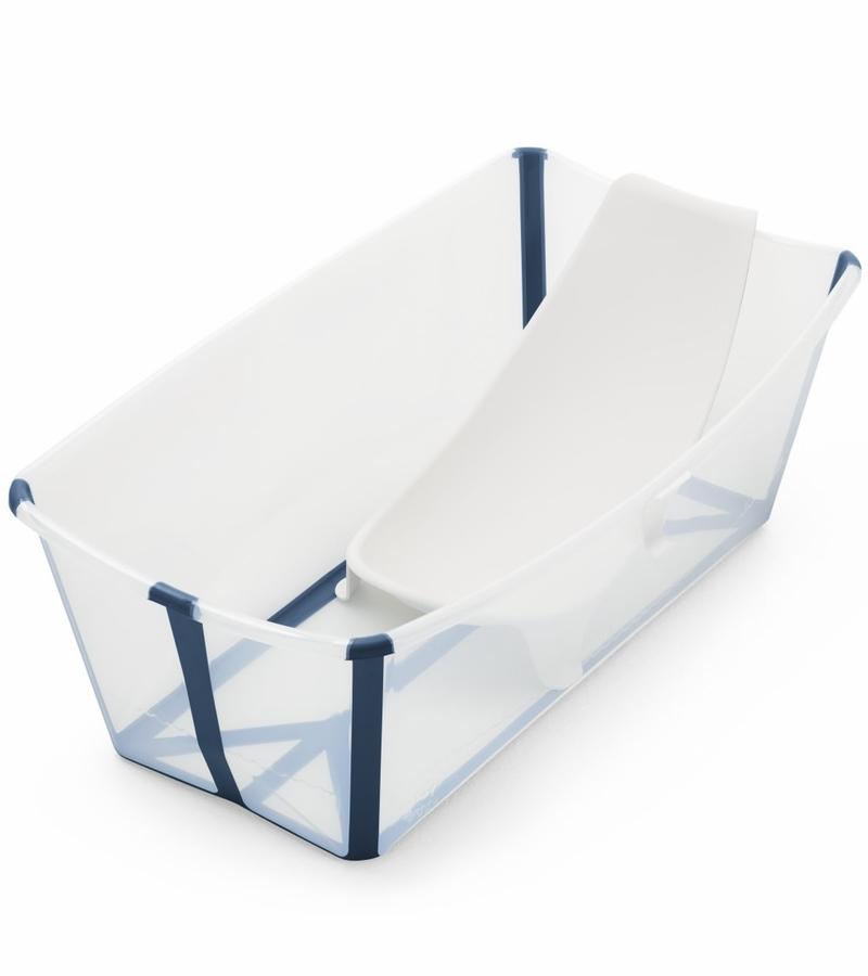 Stokke Flexi Bath Baby Bathtub with Heat Sensitive Plug & Newborn Insert - Foldable Infant Tub for Safe Bathing at Home or Travel