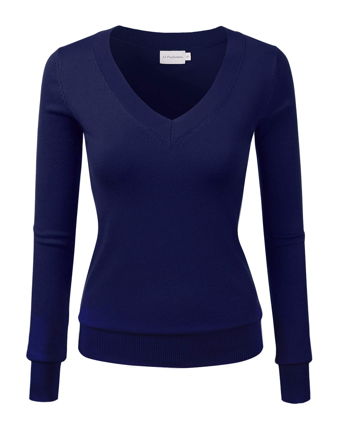 JJ Perfection Women's Soft V-Neck Knit Pullover Sweater - Cozy Casual Wear for Fall & Winter, Office & Weekend Outfits