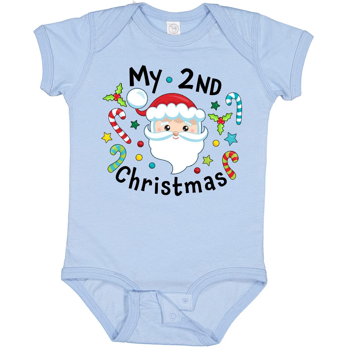 Inktastic My Second Christmas Santa with Candy Canes Baby Bodysuit - Adorable Holiday Outfit for Infants & Toddlers - Perfect for Family Photos, Christmas Parties & Festive Celebrations