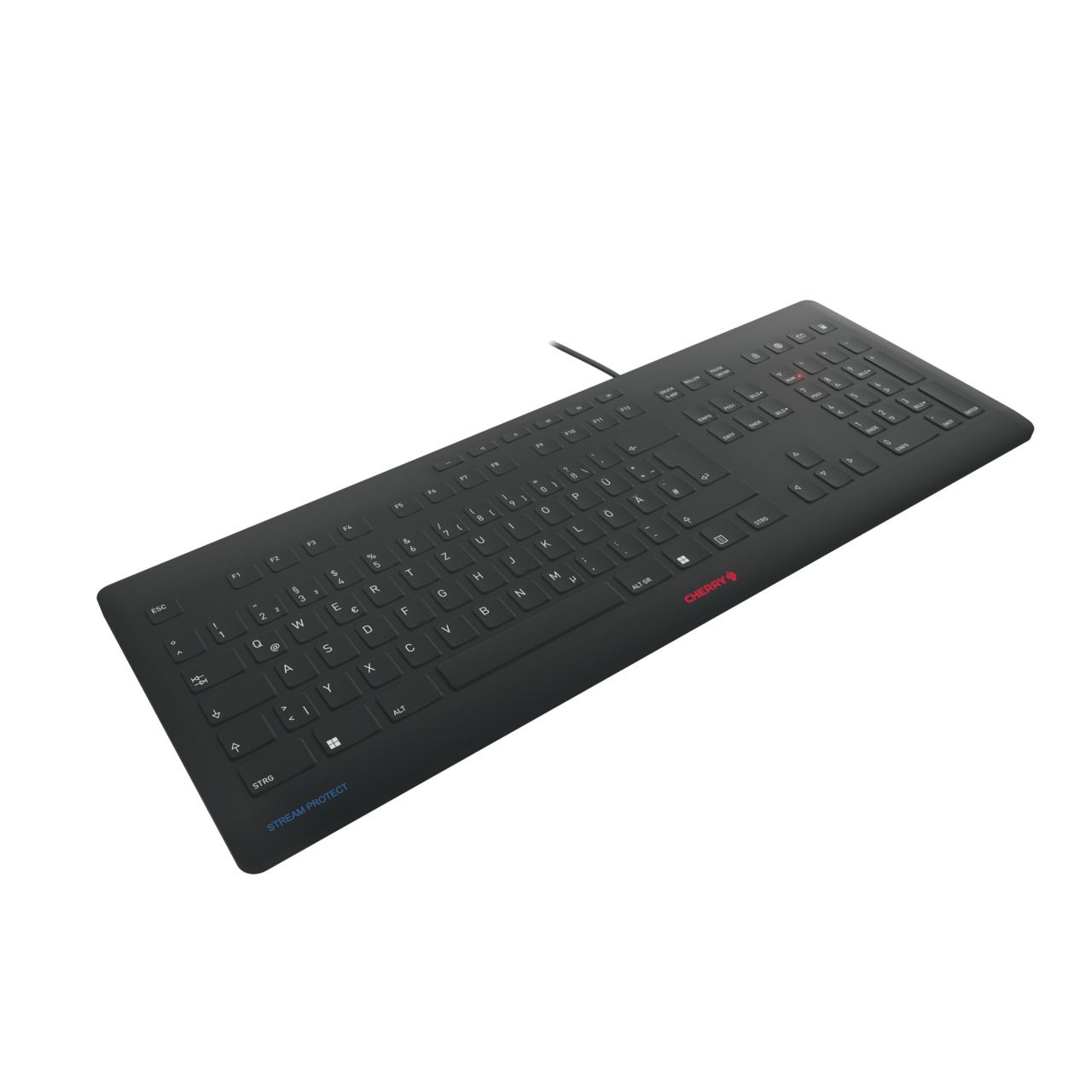 Cherry Stream Protect Keyboard - Ergonomic & Quiet USB Keyboard for Office, Gaming, and Home Use - Spill-Resistant Design for Long-Lasting Performance