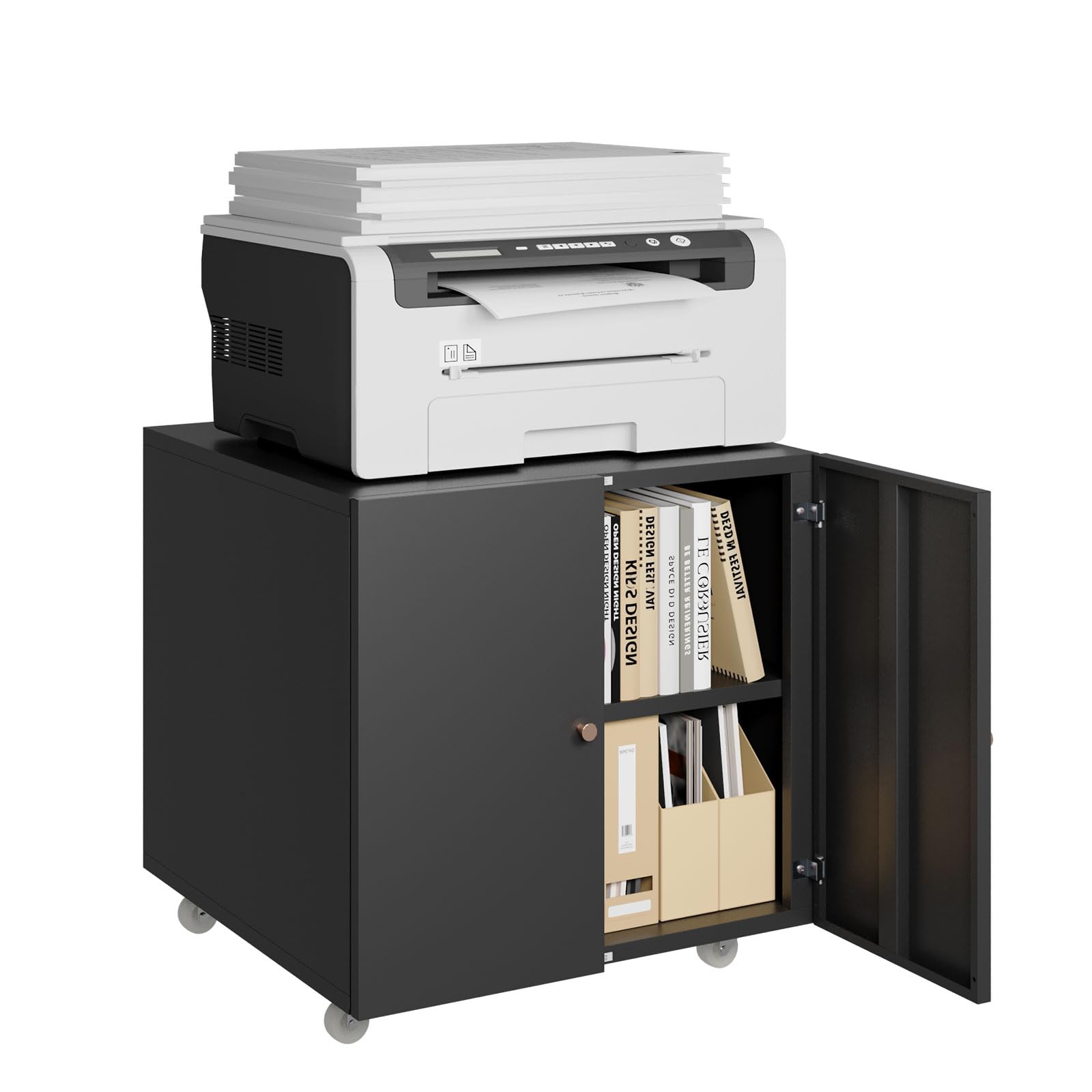 Heavy Duty 3D Printer Stand with Storage Shelves & Wheels - Large Metal Printer Table for Home Office & Workplace - Organize Fax Machine, Printer & Supplies - Perfect for Small Spaces & Workspaces