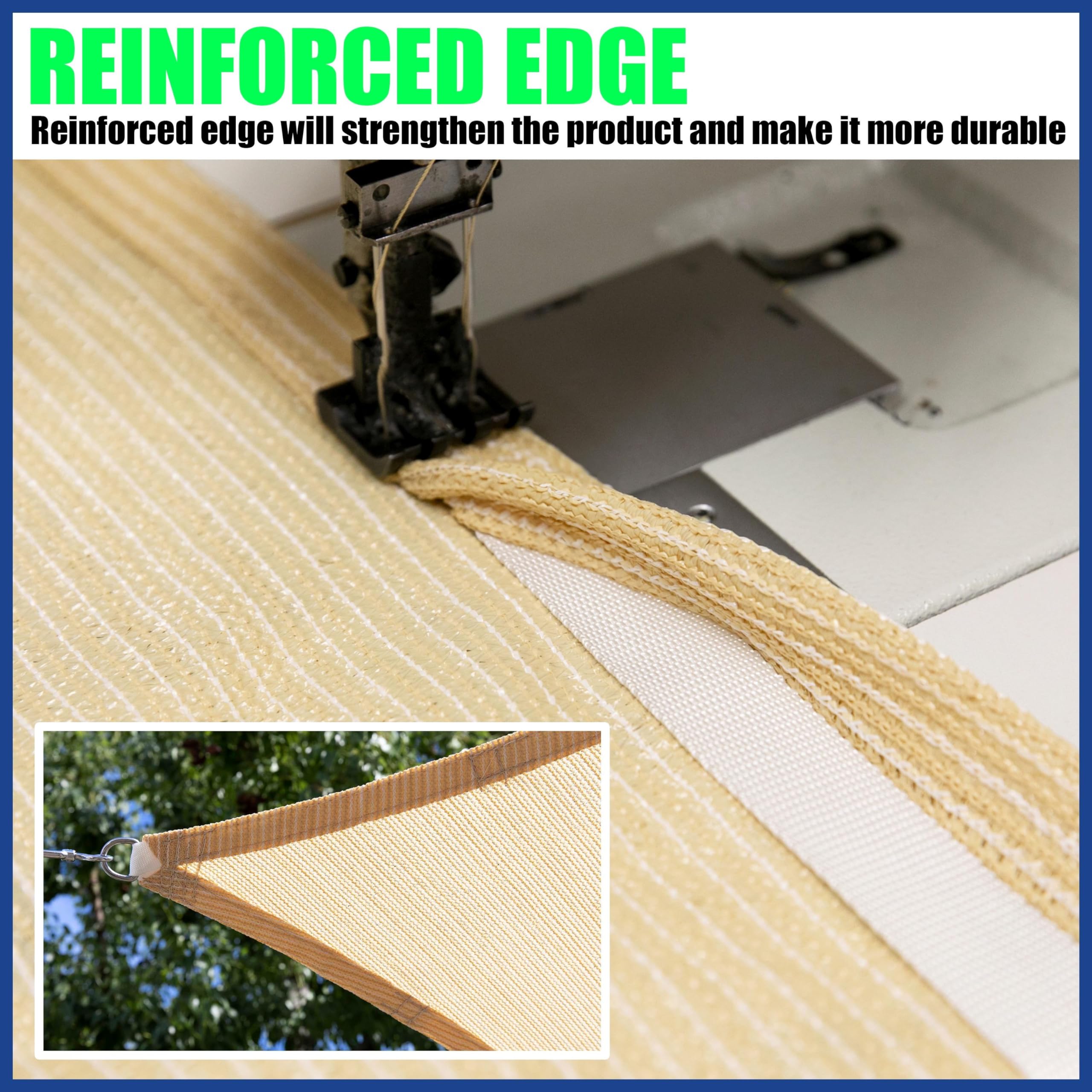 ShadeMart 16' x 16' x 16' Triangle Sun Shade Sail - UPF50+ UV Protection, Water & Air Permeable Canopy Fabric for Patio, Garden, Pool & Outdoor Shade - Heavy Duty & Custom Sizes Available