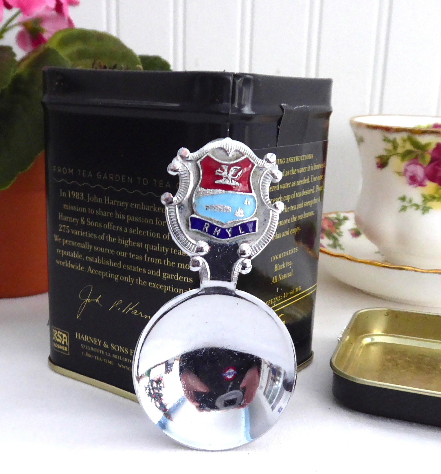 Vintage 1930s Enamel Tea Caddy Spoon - Rhyl Tea Scoop for Loose Leaf Tea & Teabags - Perfect for Tea Lovers, Collectors & Vintage Home Decor