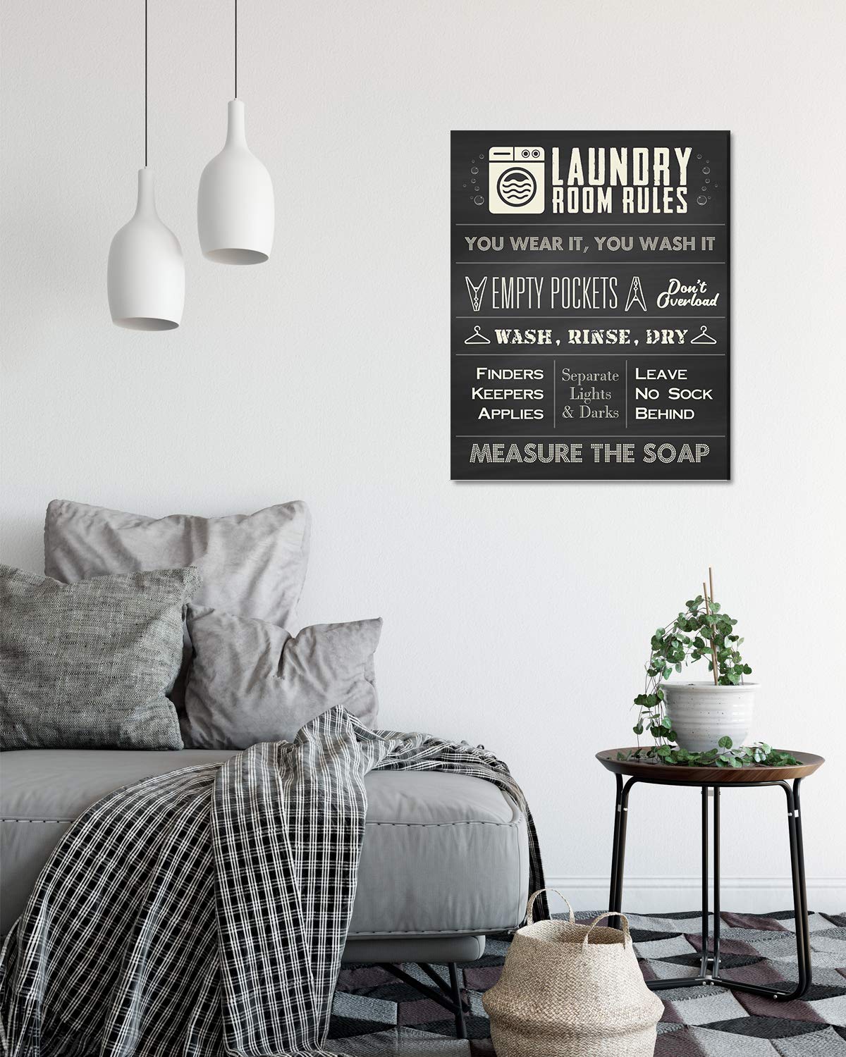 Laundry Room Rules Wall Art Decor Print - 16x20 Inch Unframed Poster - Perfect for Laundry Room Decoration & Unique Gift Ideas - Home Decor for Washer & Dryer Area