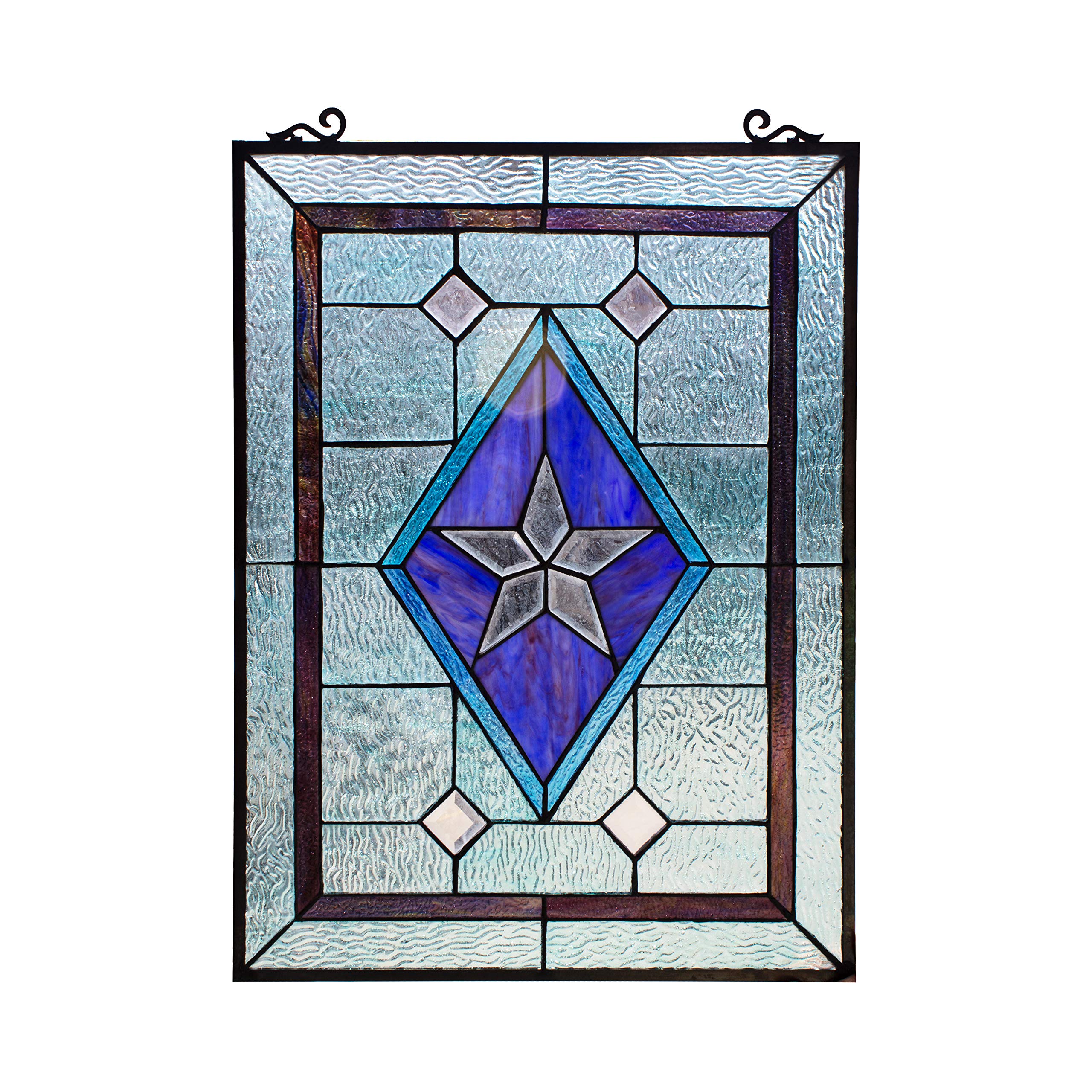 Tiffany-Style Rectangular Stained Glass Window Panel - 24 Inch Height - Perfect for Home Decor, Church Windows & Interior Design Projects