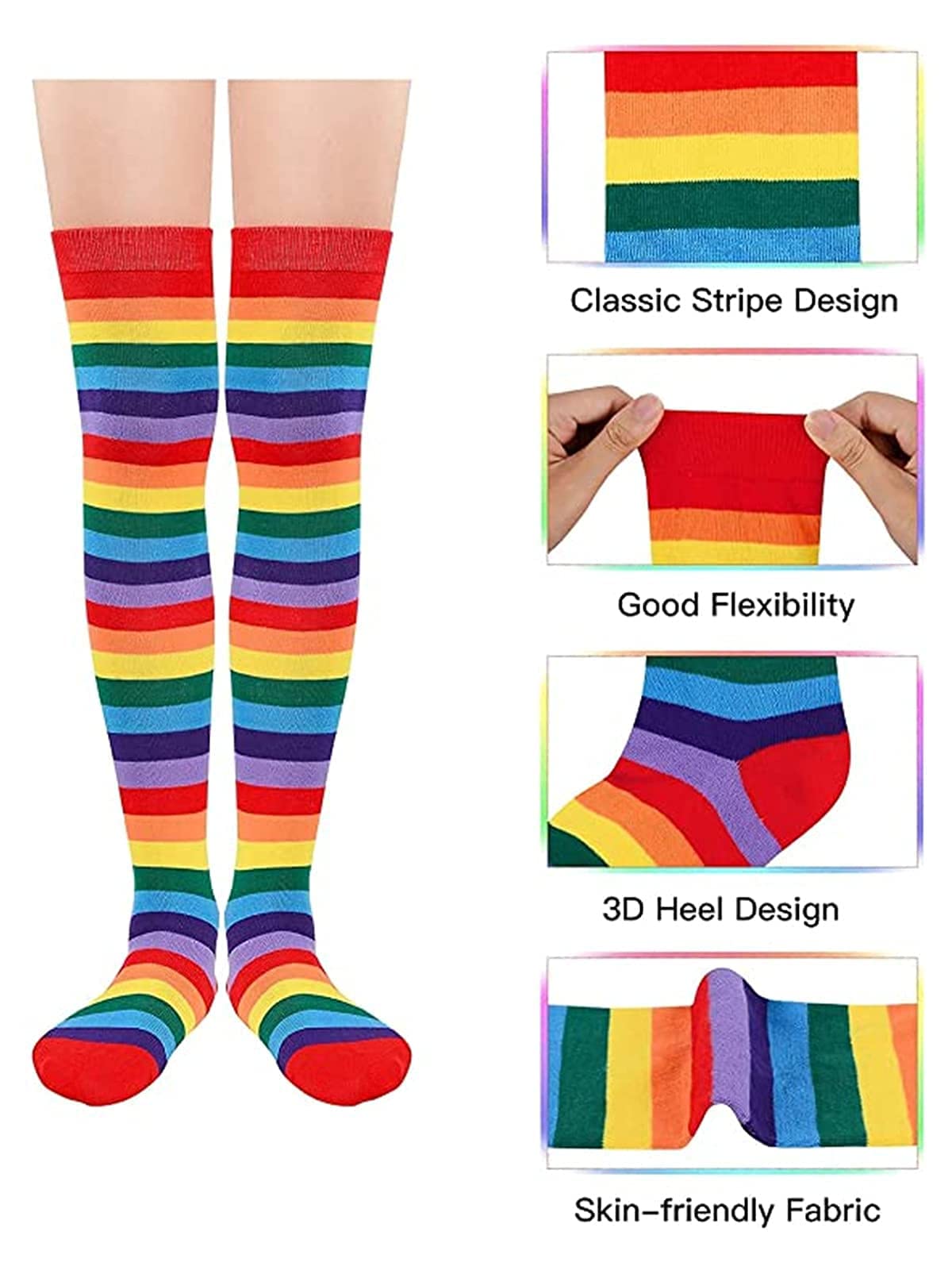 Azue Women's Non-Slip Thigh High Socks - Fashionable Knee-High Tube Stockings for Cosplay, Party & Winter Wear - Perfect for Costumes, Outfits & Cold Weather