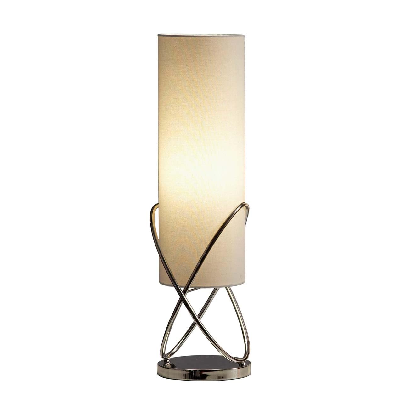 NOVA of California Modern Chrome Table Lamp with White Linen Shade & Dimmer Switch - Bedroom Nightstand, Living Room, Office Desk Lighting Decor