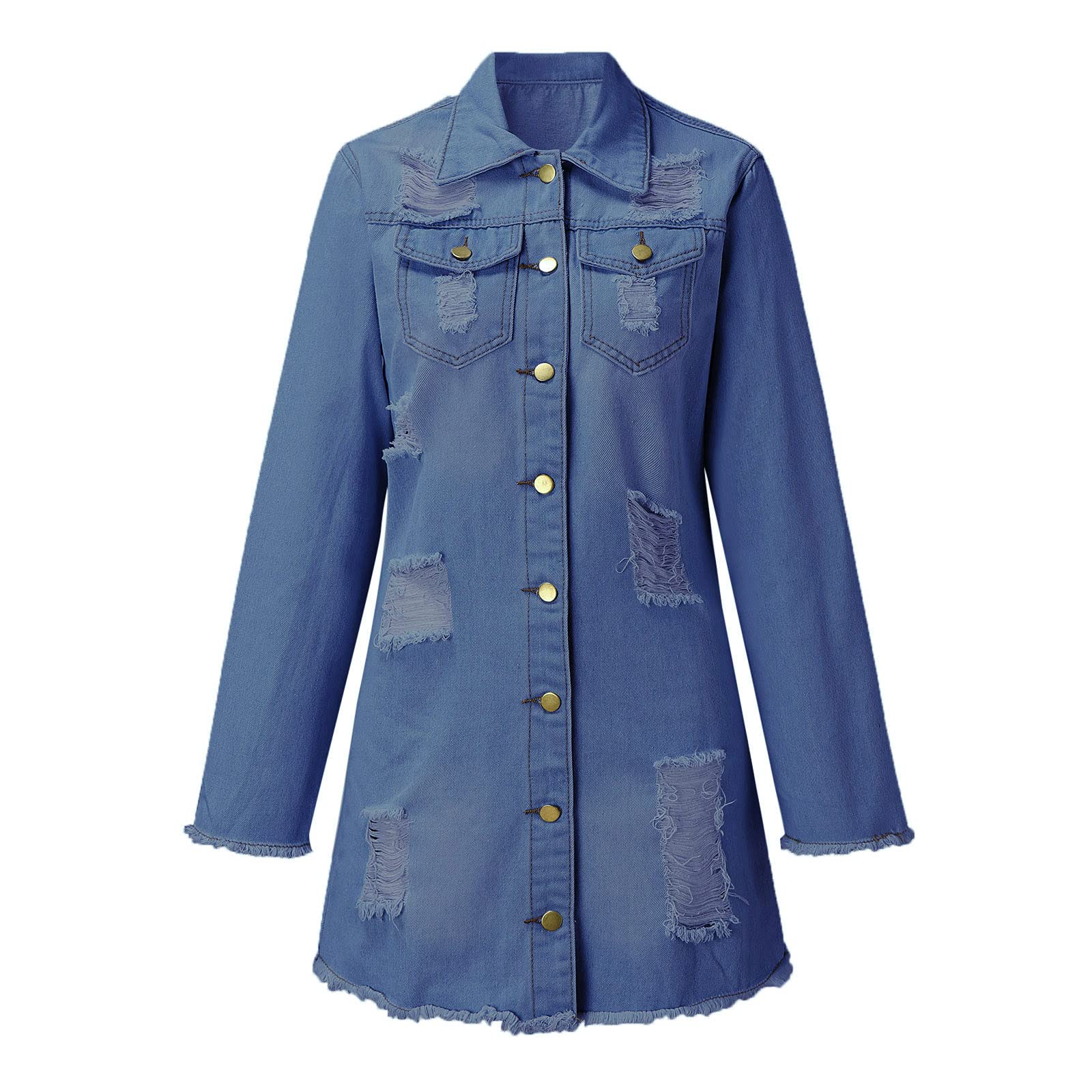Women's Fleece Warm Up Jacket - Casual Button-Down Denim Blouse with Pockets | Cozy Solid Color Outerwear for Fall & Winter | Perfect for Hiking, Travel & Everyday Wear