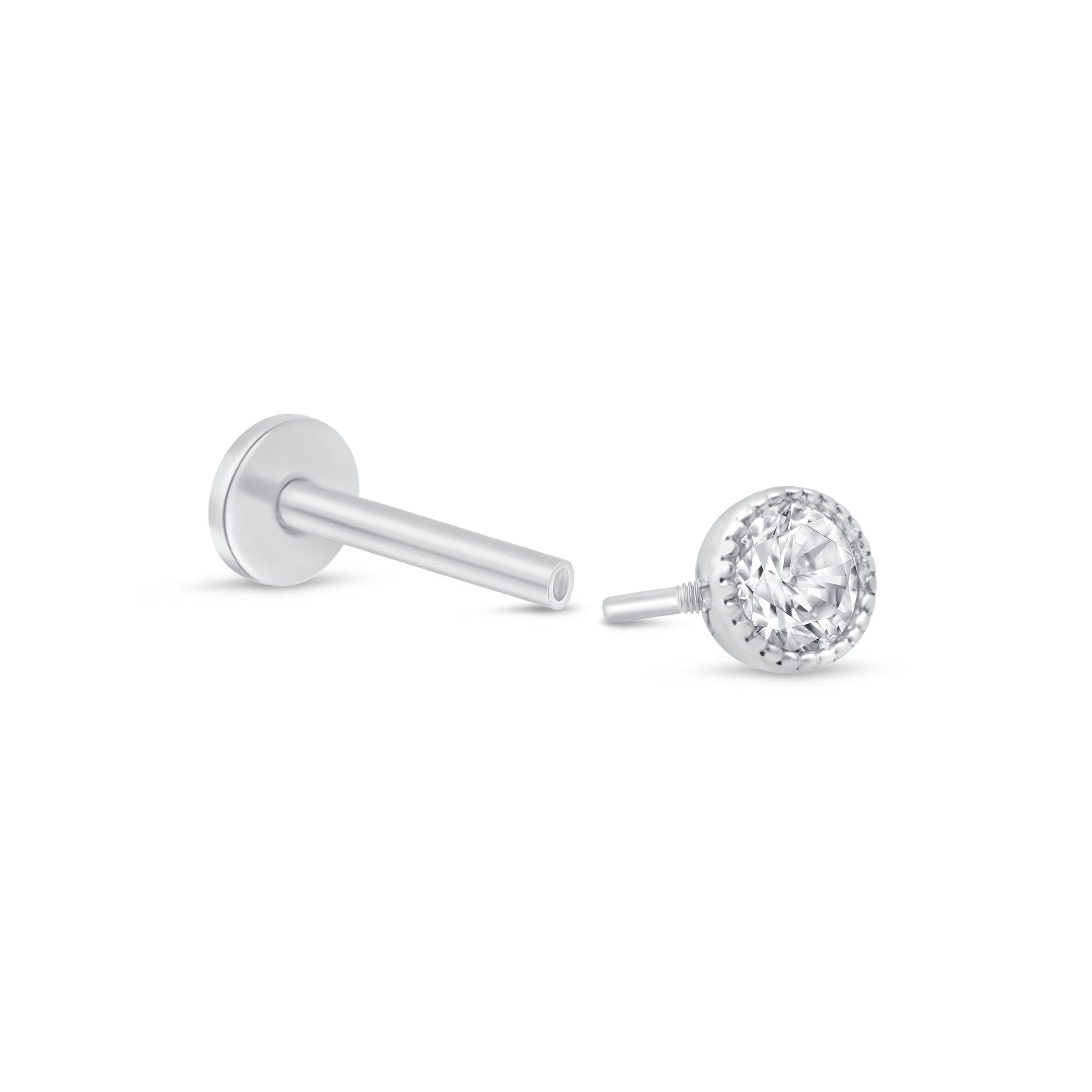 14K White Gold Gemstone Flat Back Stud Earrings with Milgrain Detail - Perfect for Everyday Wear, Special Occasions & Gift Giving