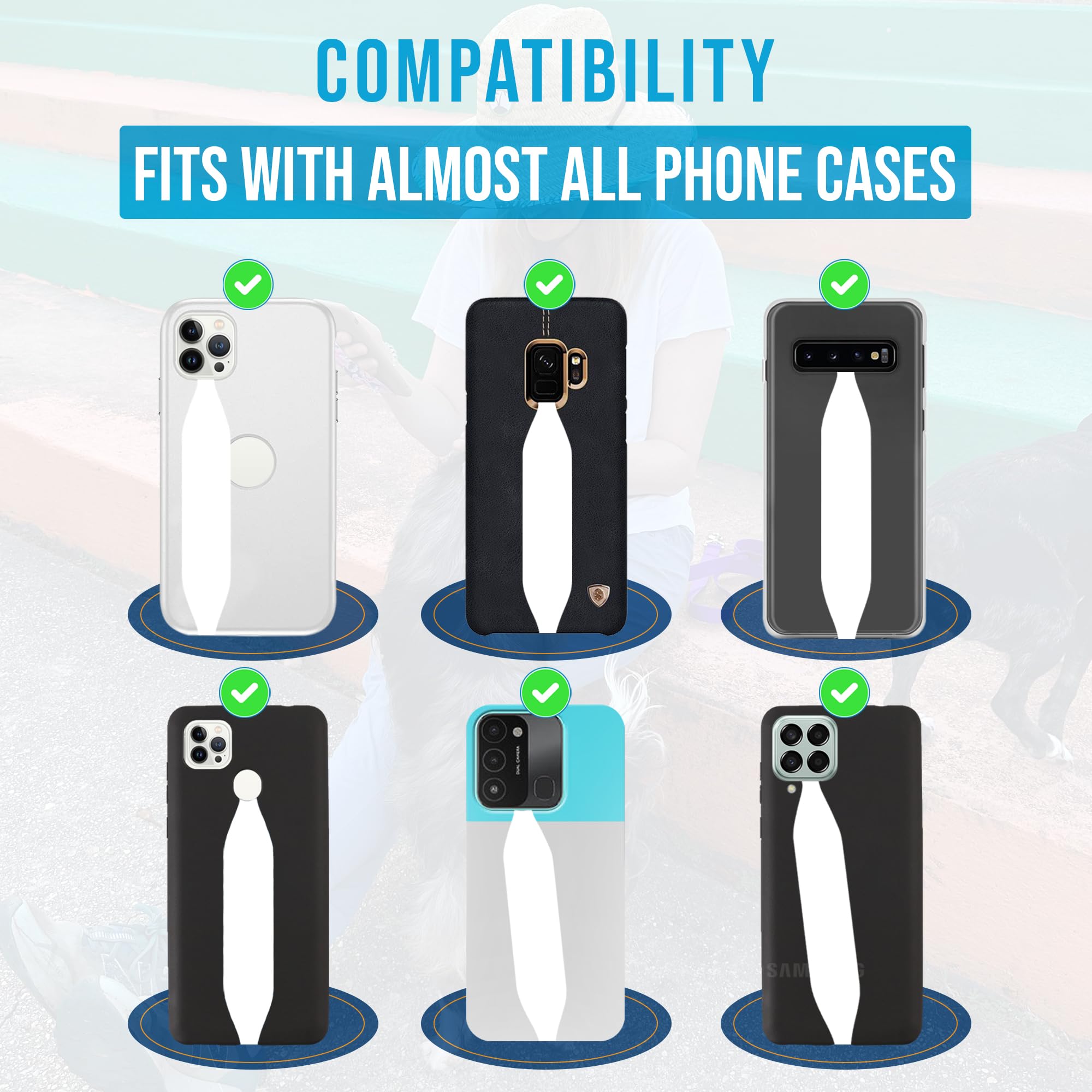 Universal Phone Grip Strap (2-Pack) - Reversible Phone Hand Strap for Secure Grip, Compatible with Most Phone Cases - Comfortable Phone Loop Holder for Easy Handling - Pink & Blue Flowers Design | Perfect for Running, Hiking, and Everyday Use