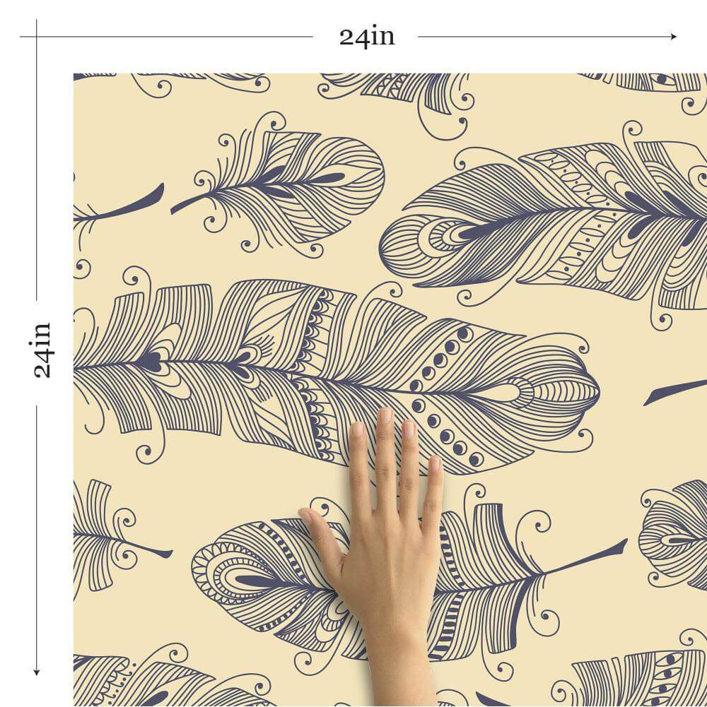 Tan and Blue Global Animal Peel and Stick Removable Wallpaper 0159 - Self-Adhesive Decorative Wallpaper for Nursery, Bedroom, or Office - Easy to Install and Remove Without Damage